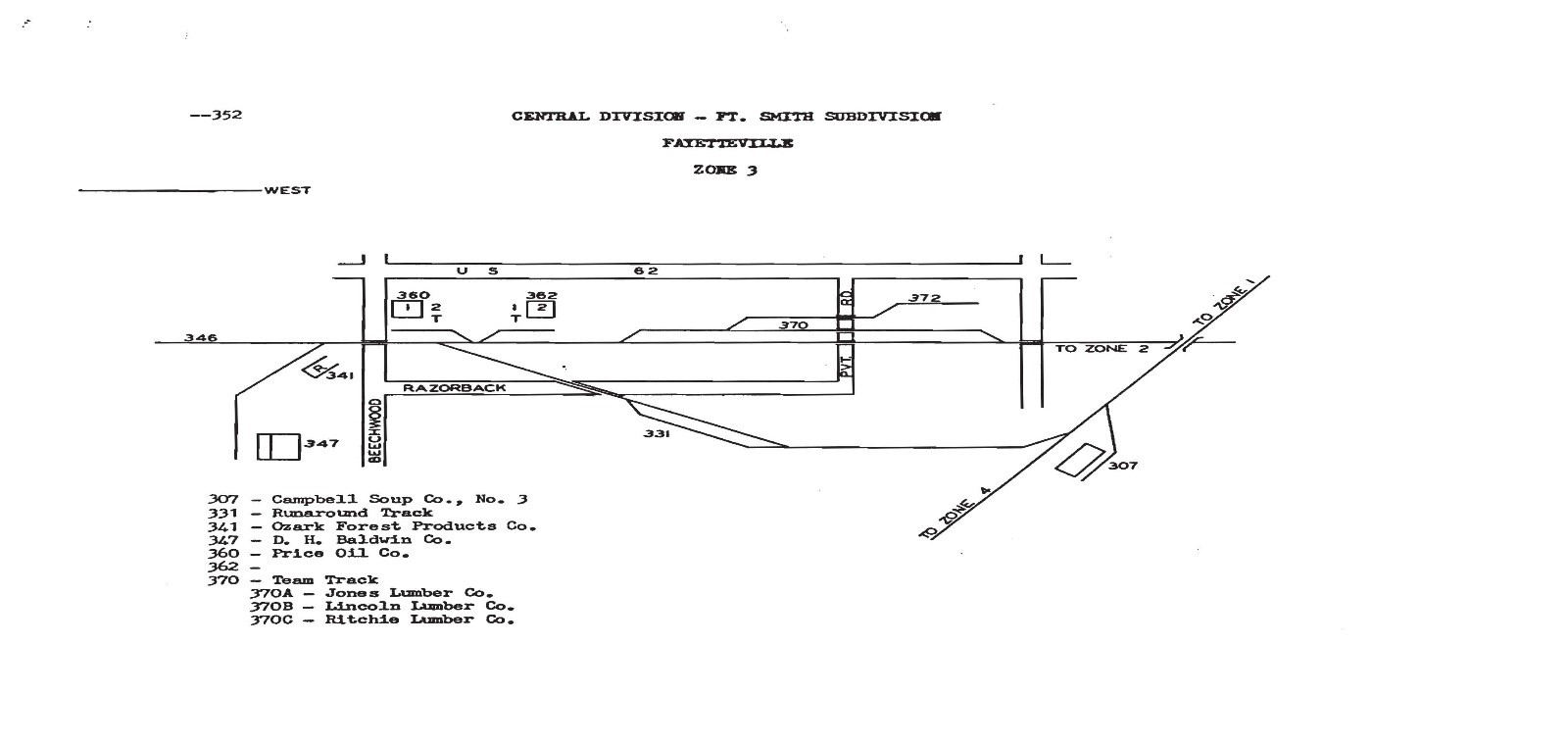 St Louis San Francisco Central Division Industry Track Schematics Pages on DVD