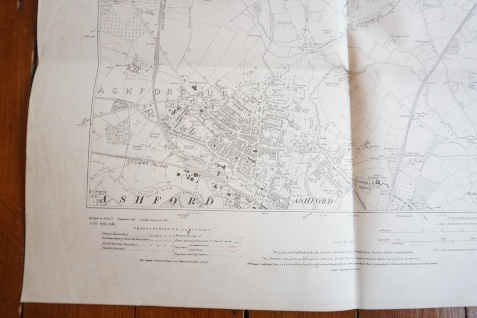 1931 Kennington Ashford Kent Southern Railway OS Map