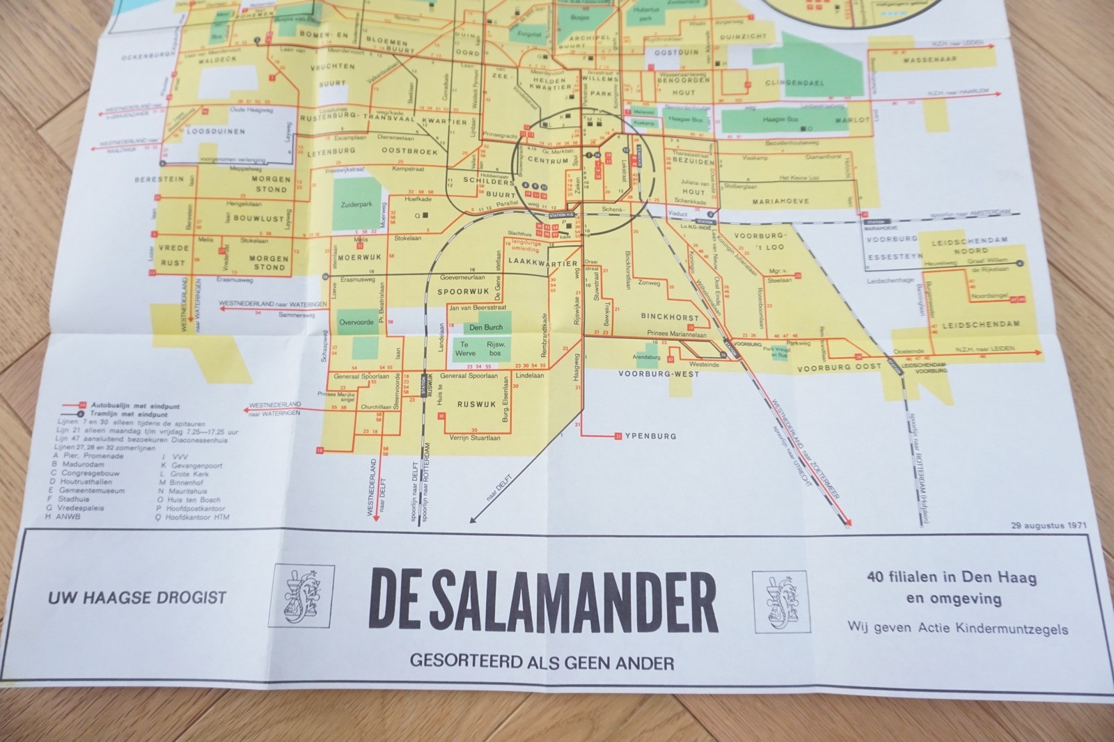 1971 HTM Netherlands Railway Bus Tram Route Map