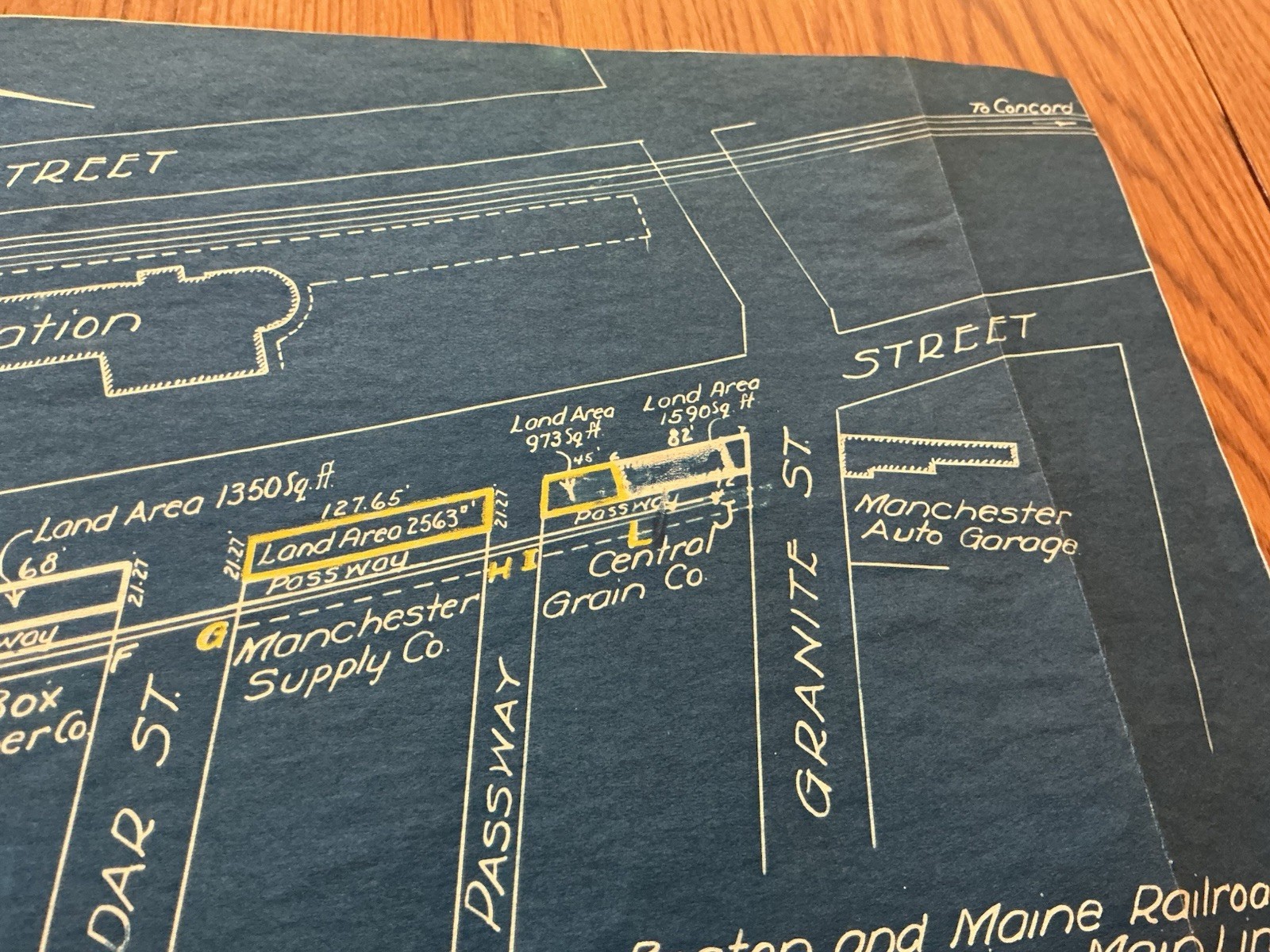 1933 Boston & Maine Railroad Blueprint Track Map Manchester NH Canal St Industry