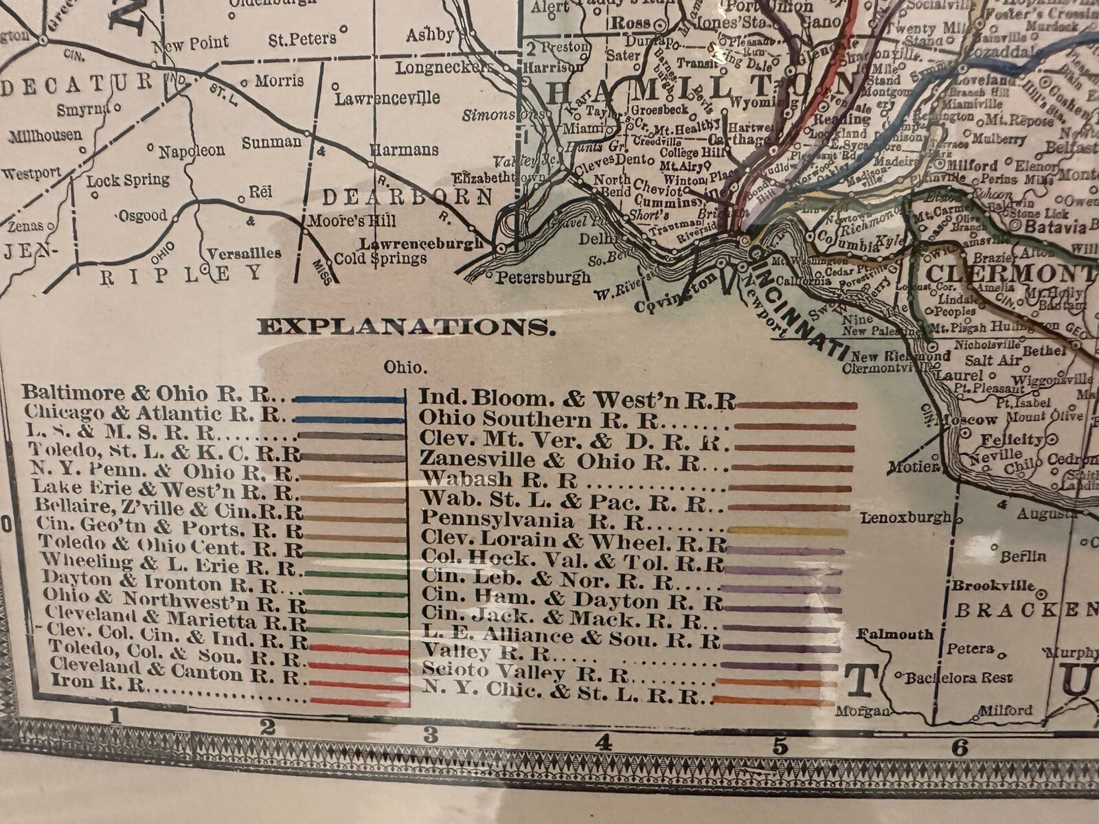 Antique, Original Railroad Map of Ohio A.A. Grant, 1887