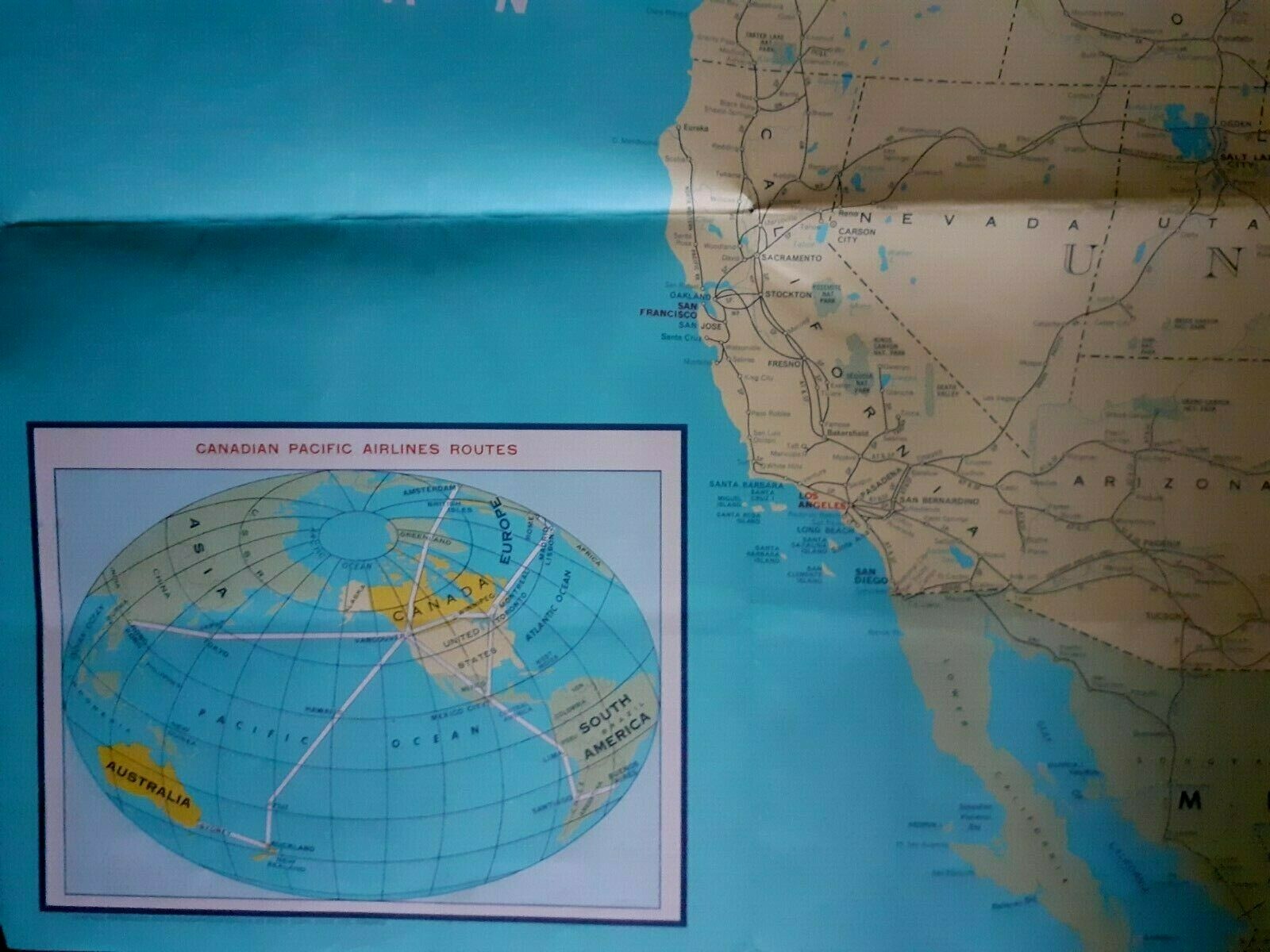CANADIAN PACIFIC – LARGE POSTER TYPE FOLDOUT BROCHURE – ALL SERVICES MAP – GREAT