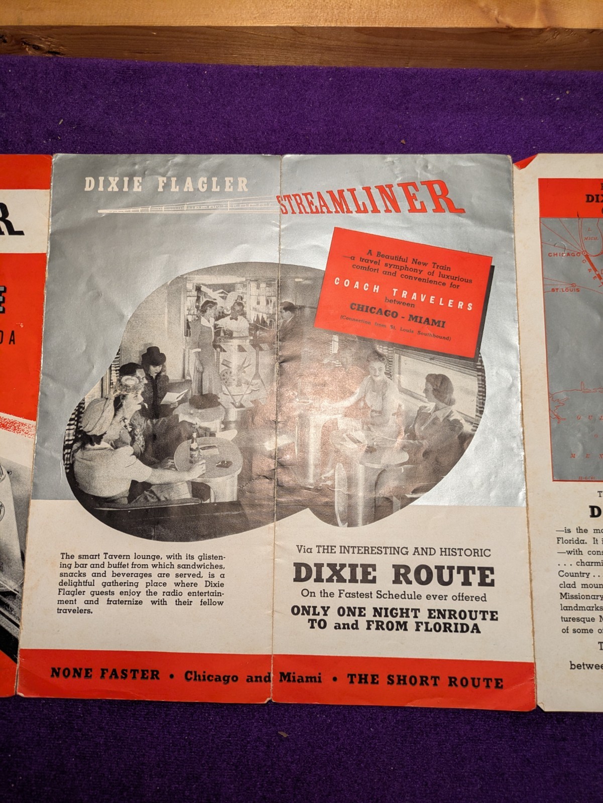 Vintage Streamliner Flagler Route Railroad Brochure Schedule Tickets Rare