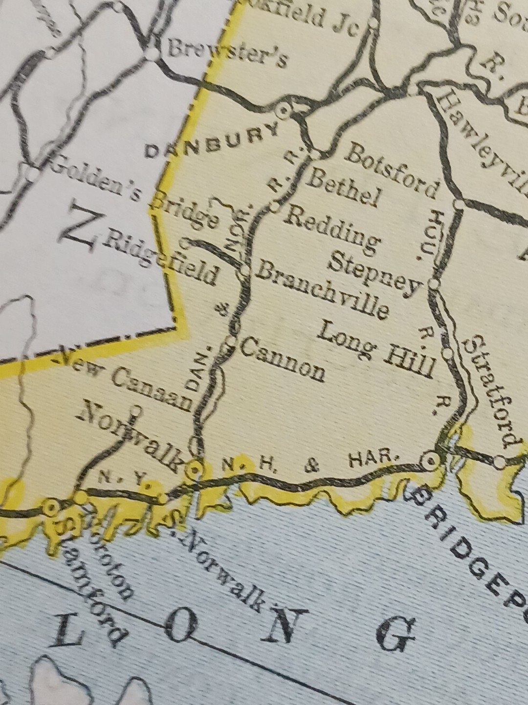 ~ 1897 Train Route Map MASSACHUSETTS Connecticut☆ all Railroad Lines Marked 9×11
