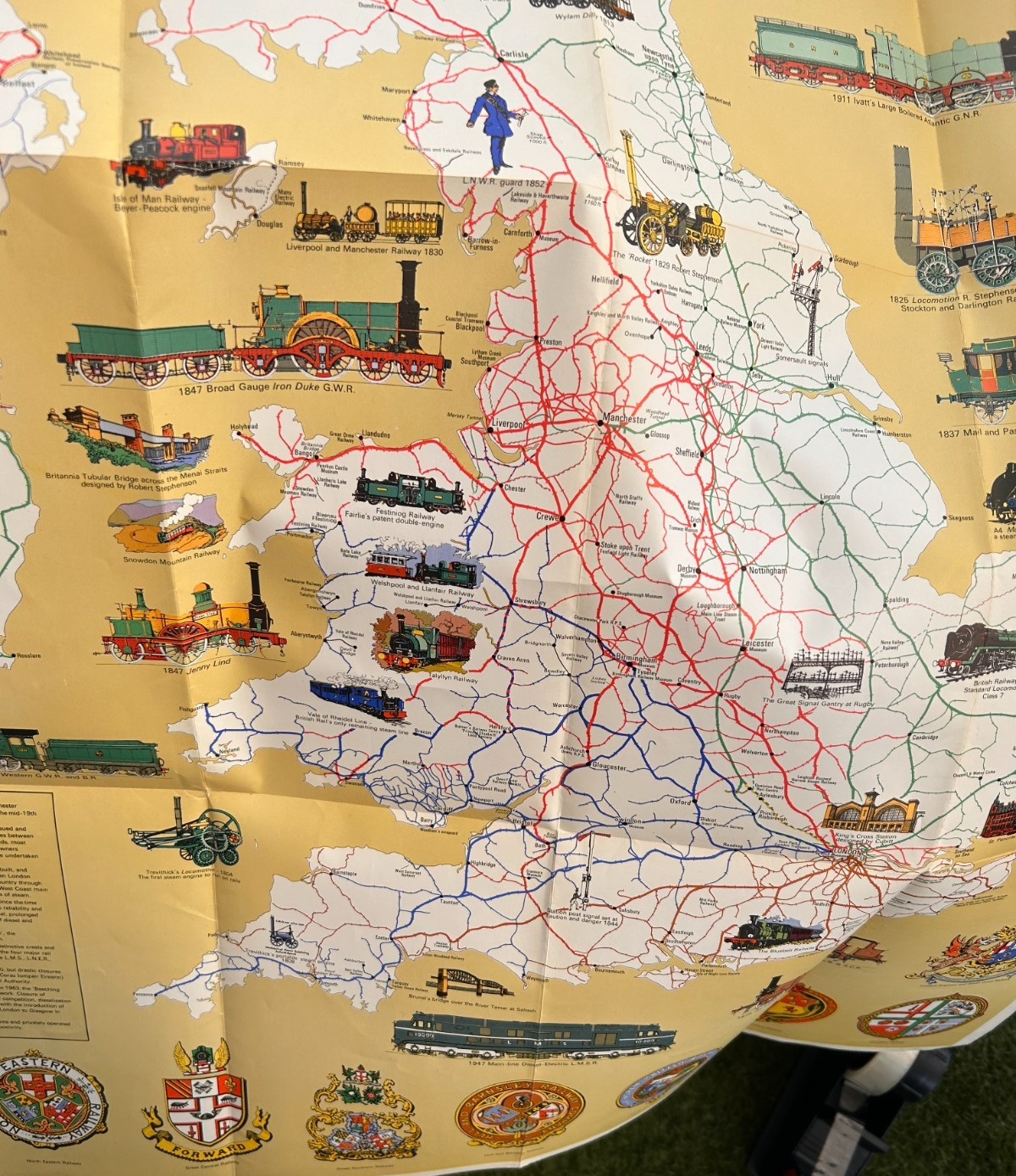 Railway History Map of Britain Bartholomew Osram GEC Promo Large fold out