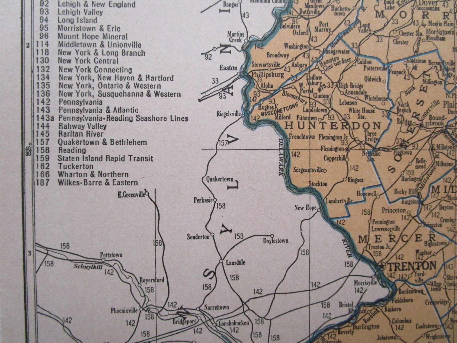 NM NJ Vtg 1939 NEW MEXICO RAILROAD Map. SANTA FE NORTHWESTERN RR or NEW JERSEY