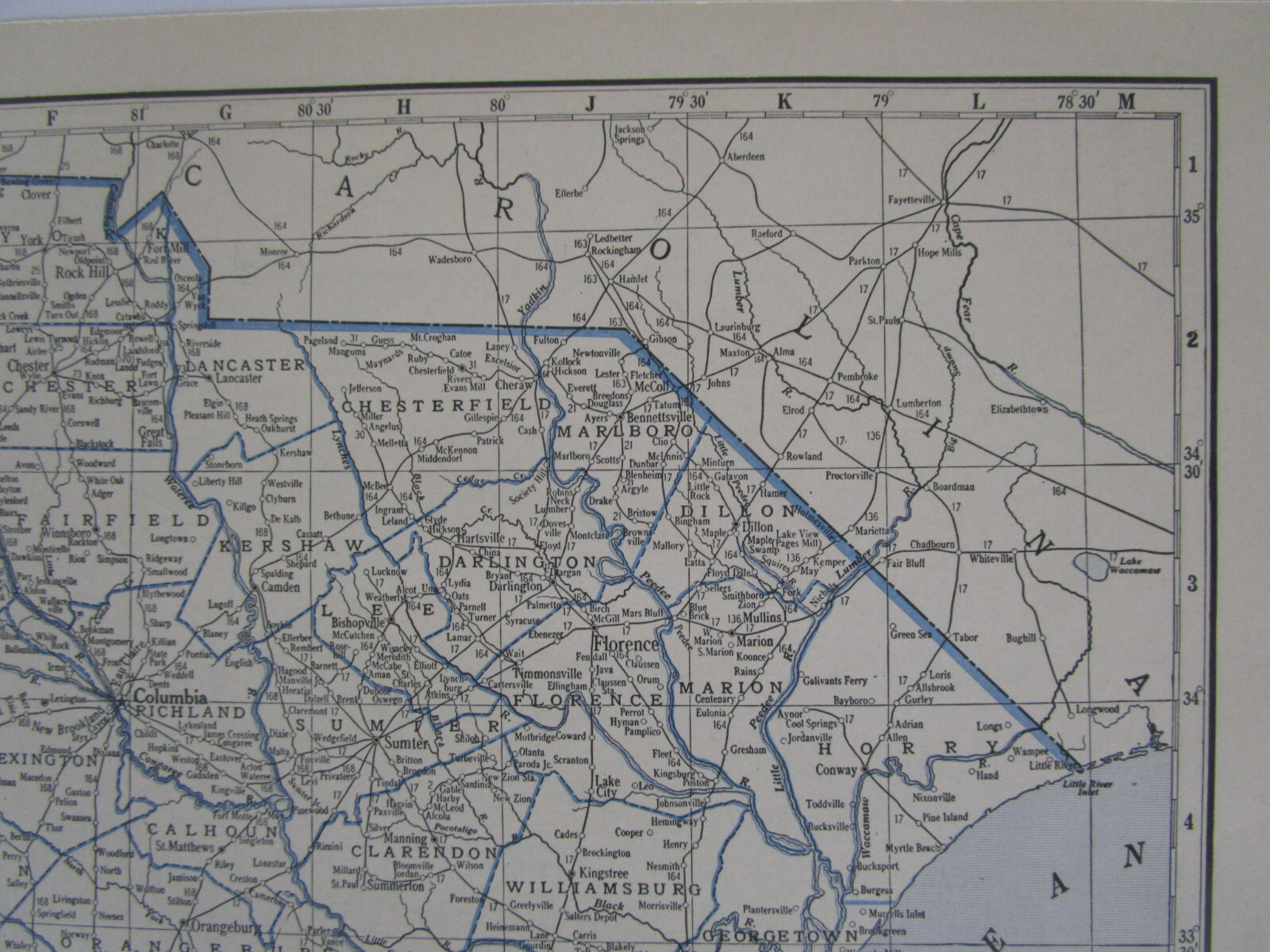 PA SC 1931 PENNSYLVANIA State RAILROAD Map or SOUTH CAROLINA Map