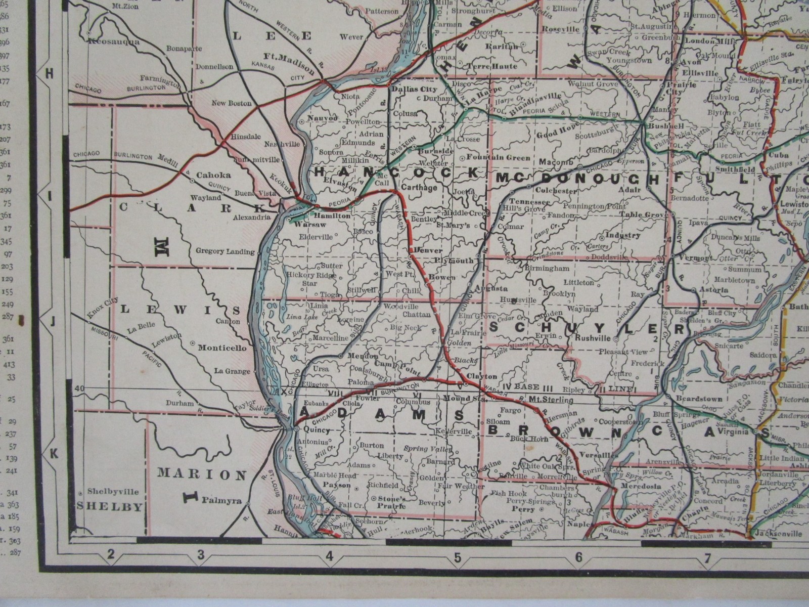 IL 1891 NORTHERN ILLINOIS Cram RAILROAD Map FULTON COUNTY NARROW GUAGE RR, LE&W
