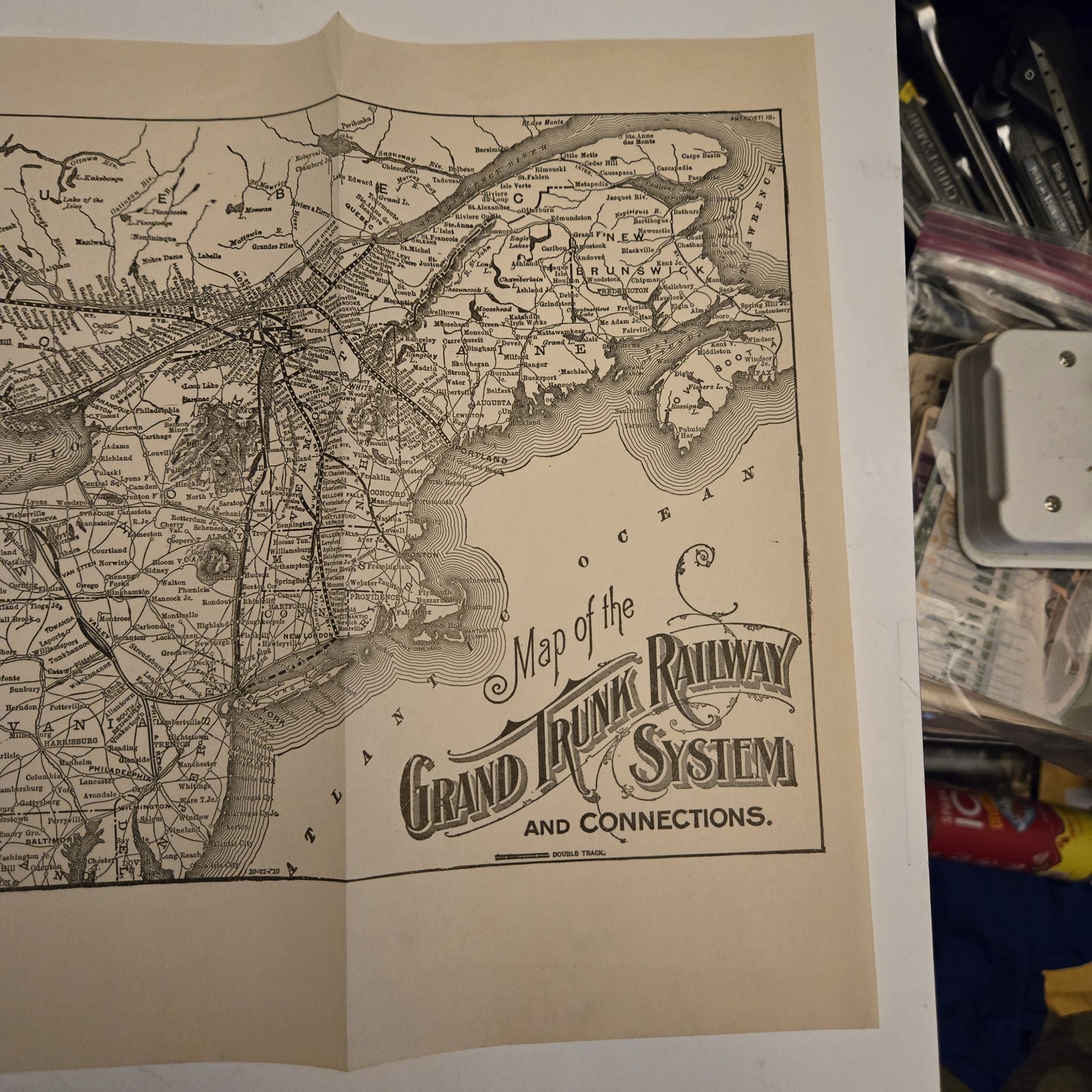 1910 Grand Trunk Railway System & Connections Map 3024 Original Northeast US