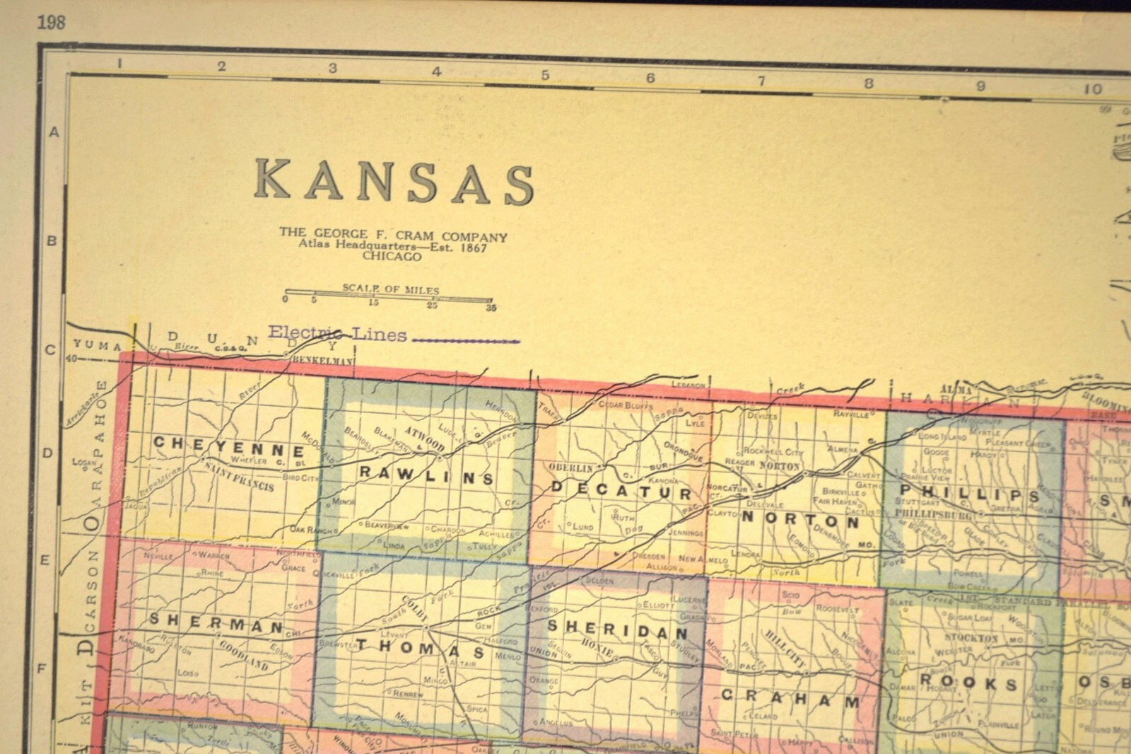 Antique KANSAS Map Railroad LARGE Original AT&SF Missouri Pacific RR MKT