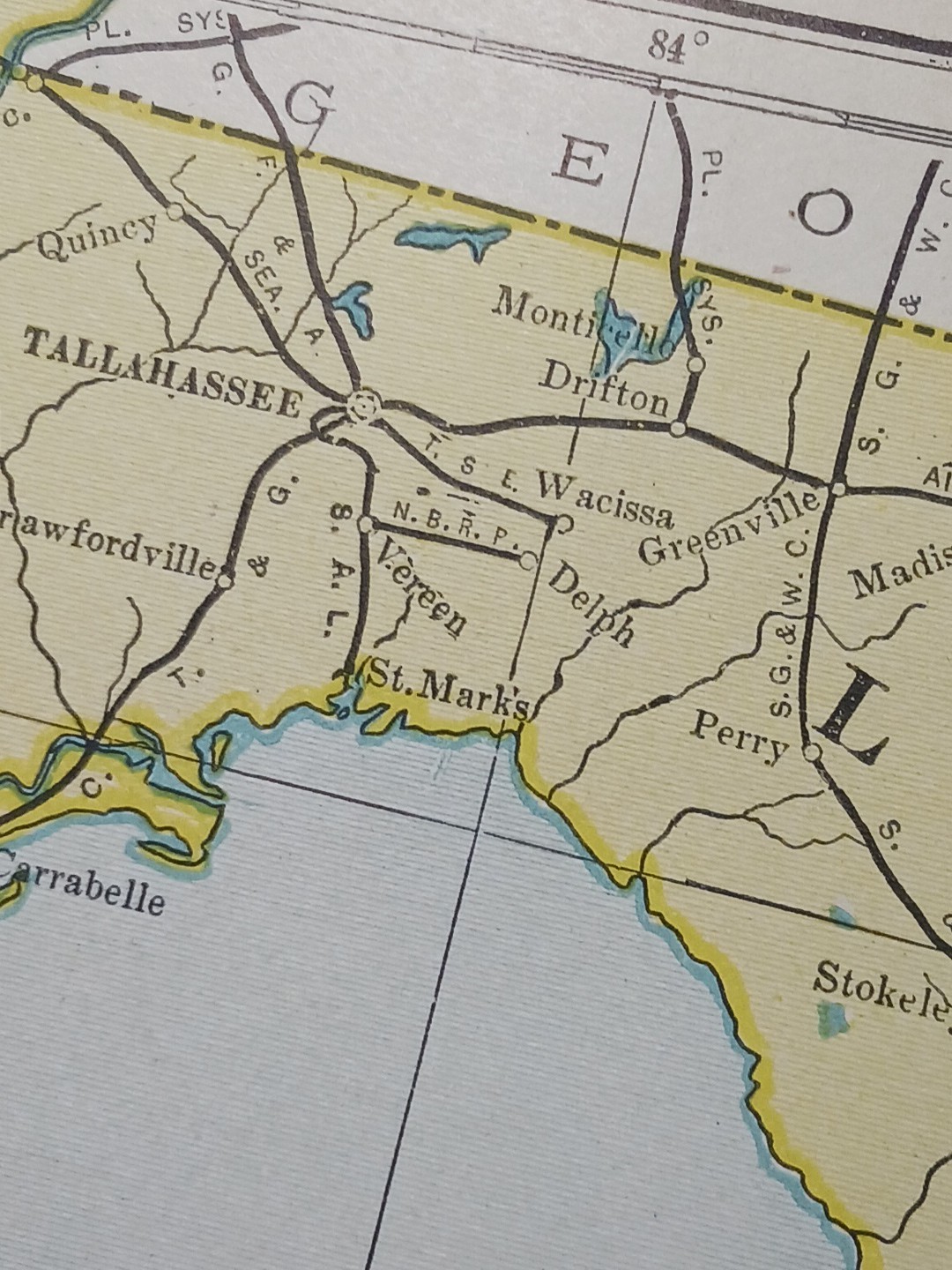 ~1906 Train Route Map of FLORIDA Railroad Lines stations Vintage Original 9×11″