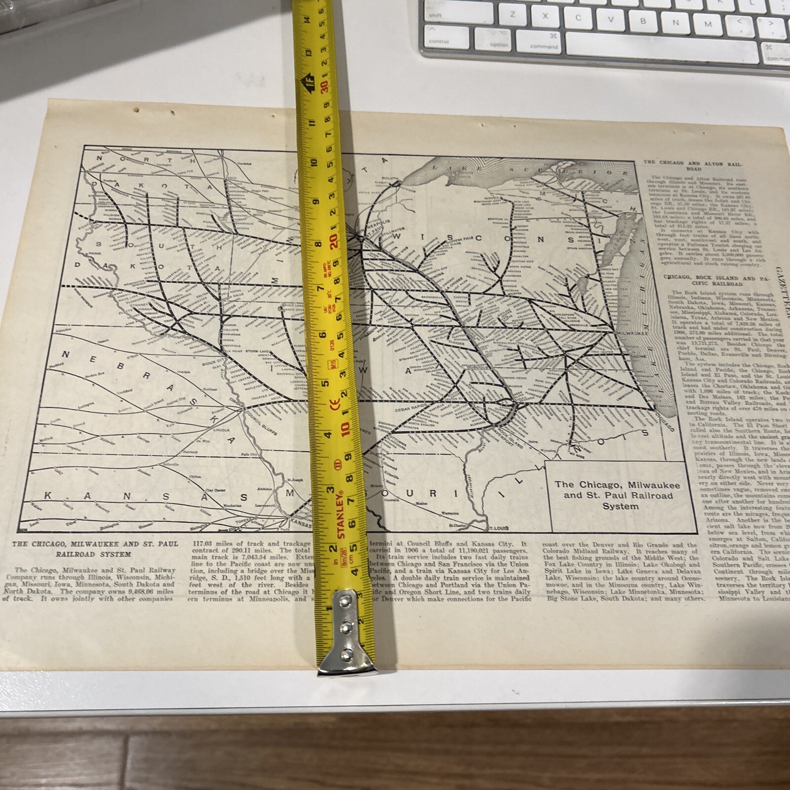 Antique 1908 Map Of The Chicago, Milwaukee & St. Paul Railroad System 11×15 Inch
