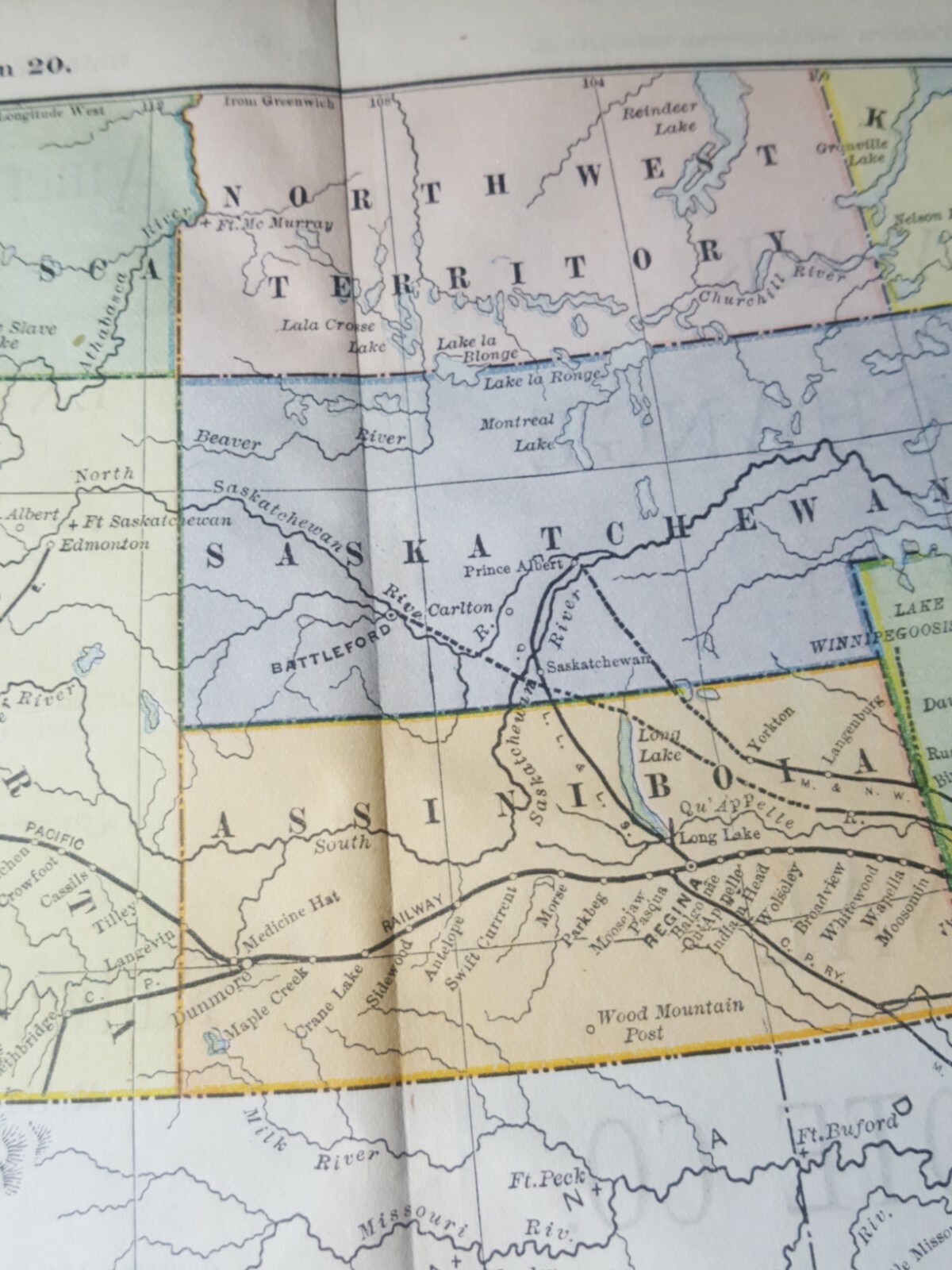 Original 1894 railroad map set Eastern & Western Canada train route line station