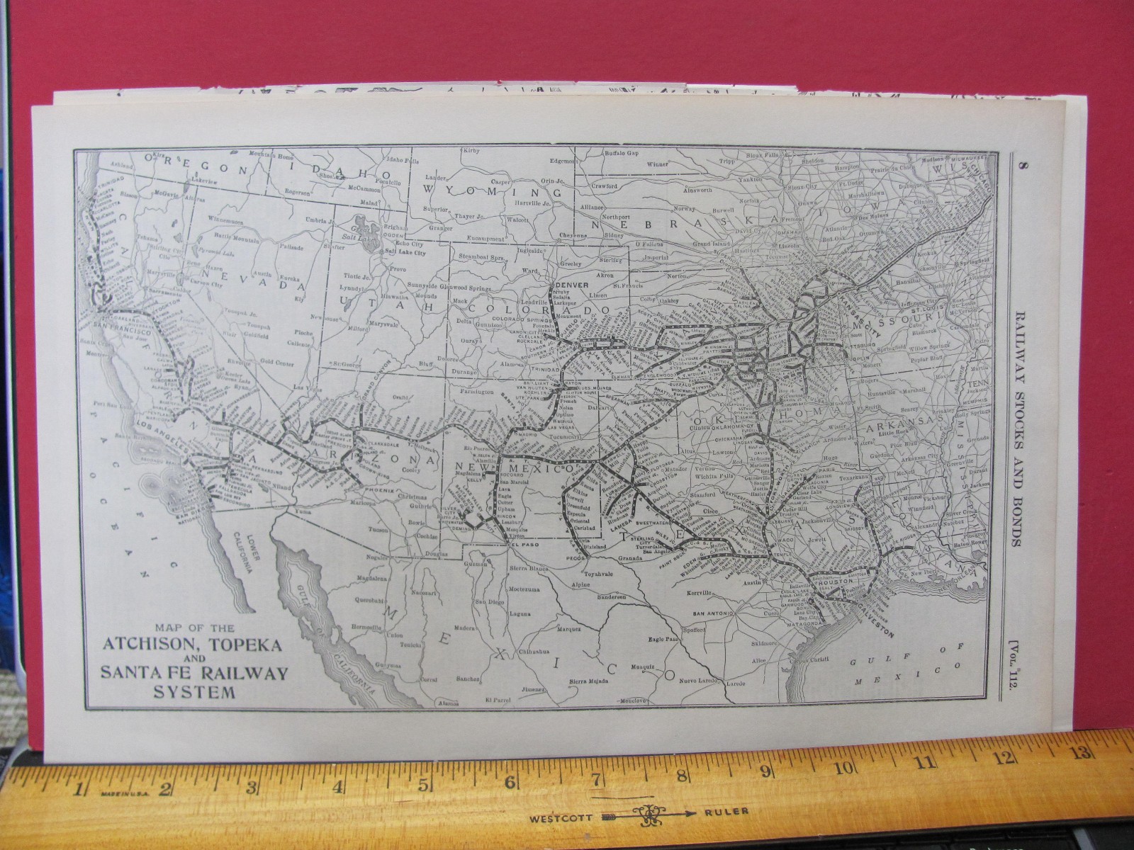 ATCHISON TOPEKA & SANTA FE RAILROAD MAY 1921 SYSTEM MAP ROUTES & CONNECTING RRs