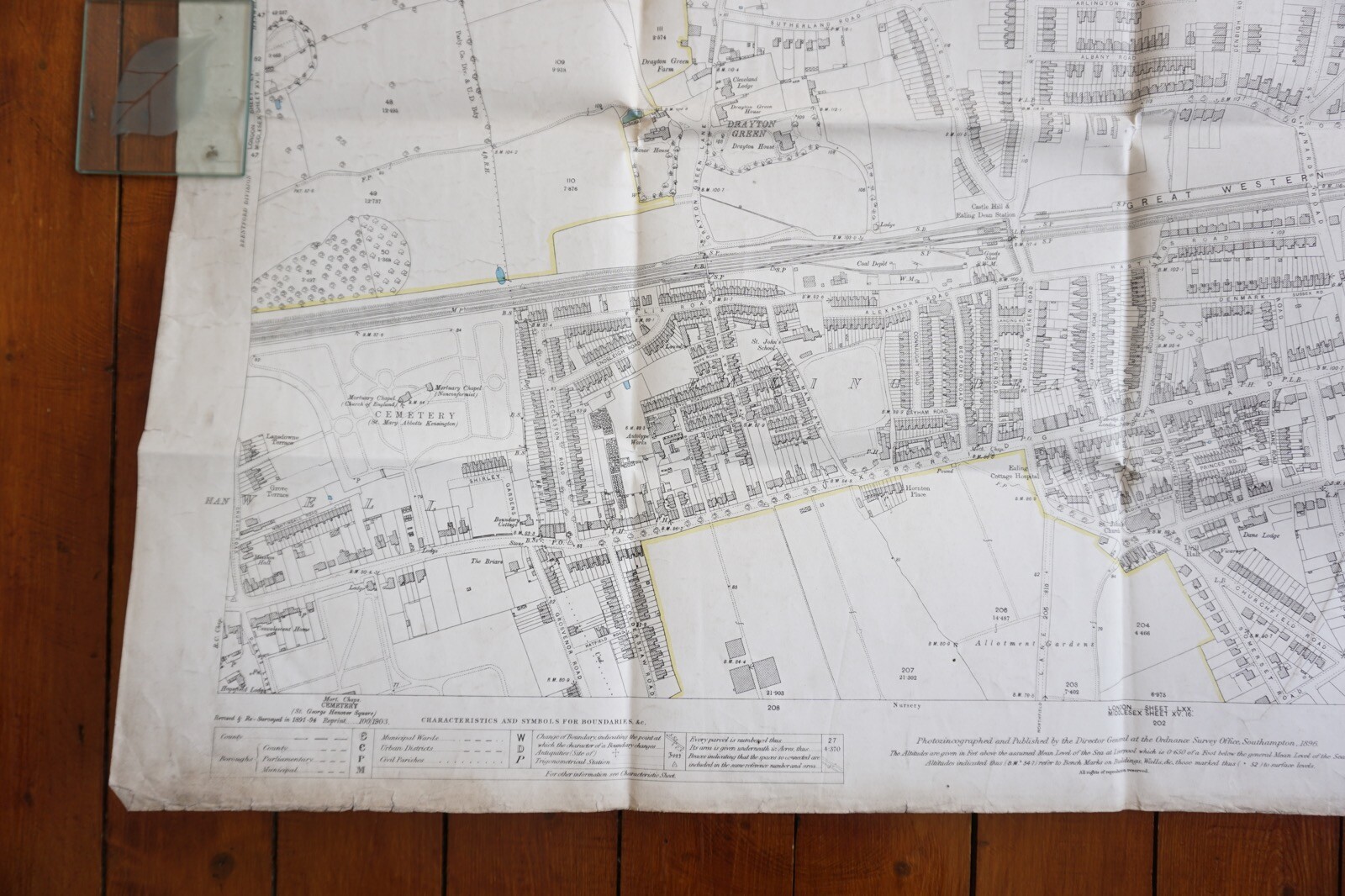 1894 Ealing Lindon Middlesex GWR OS Railway Map