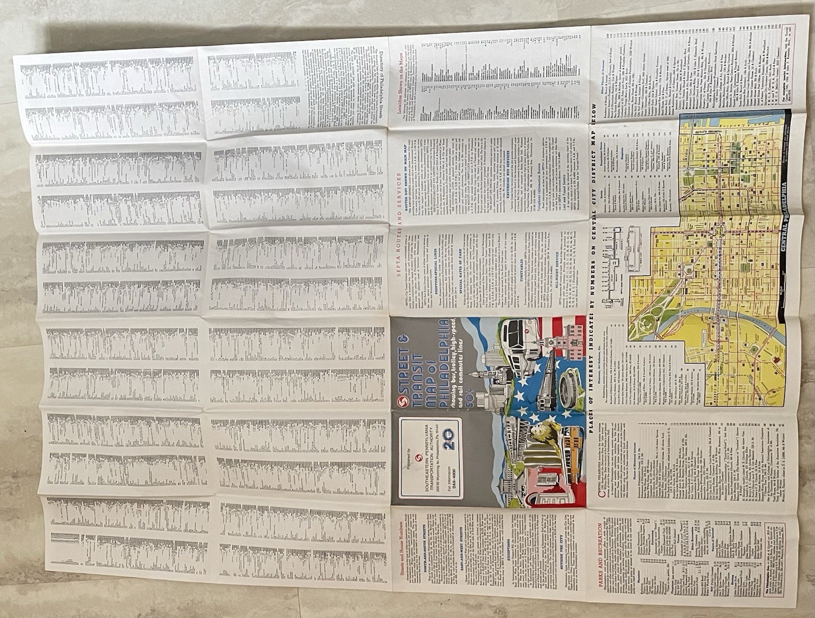SEPTA Philadelphia Street & Transit Map & Historical folder 9 1976