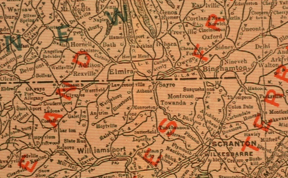 Northeast United States Map Railroad Freight Association Territories circa 1919