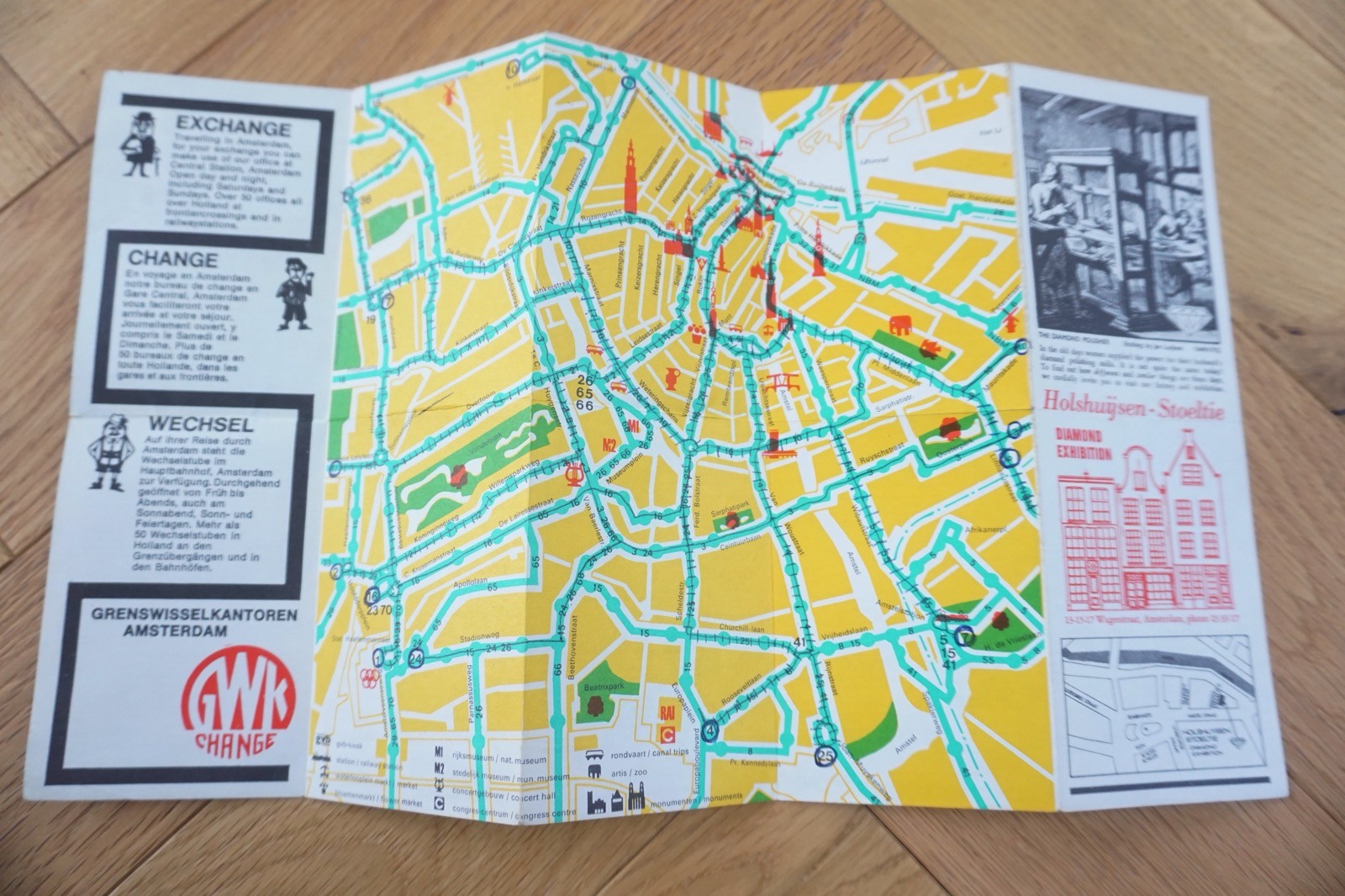 July 1969 Amsterdam Netherlands GVB Bus Tram Route Map