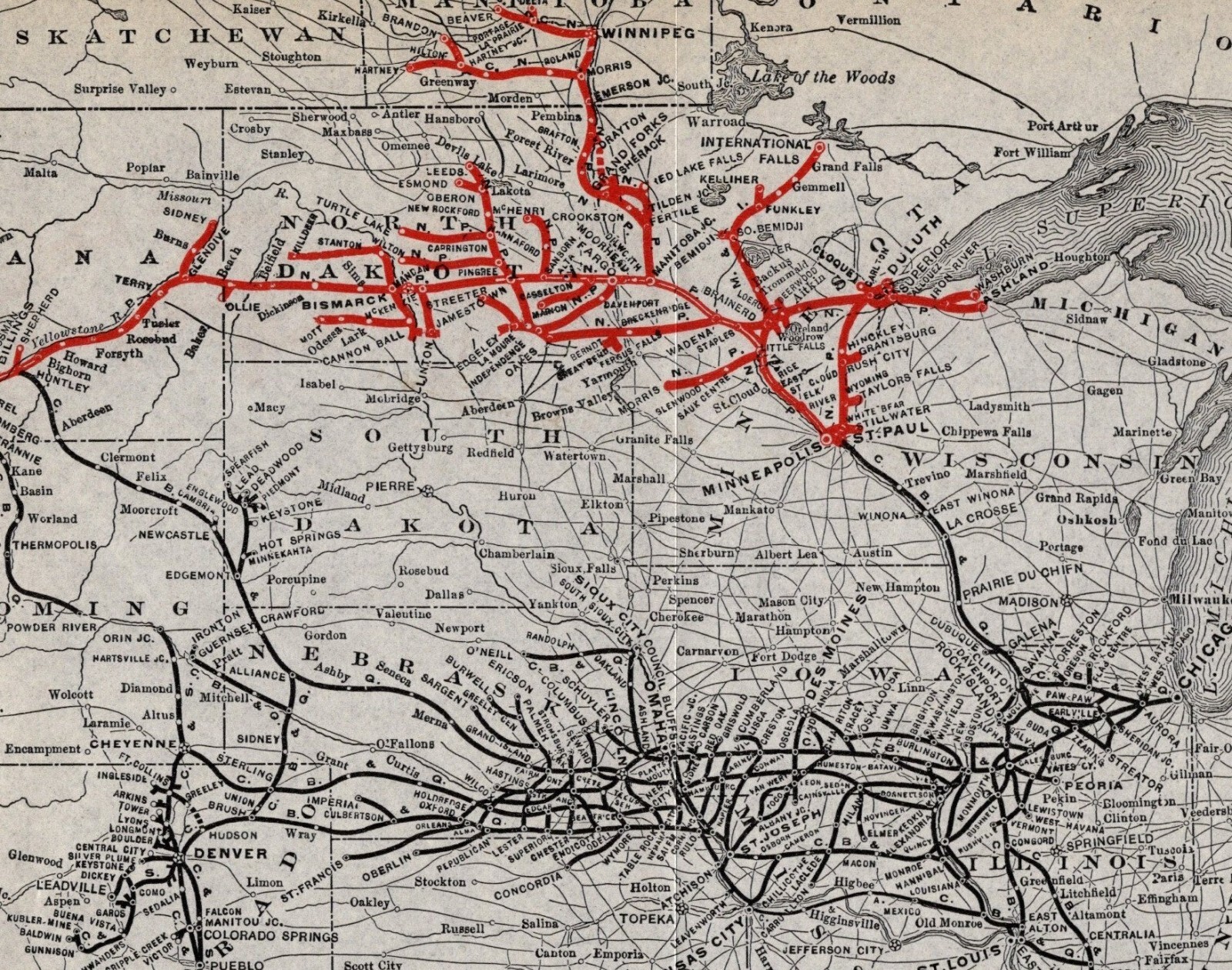 1922 Antique Northern Pacific Railroad Map Spokane Portland Seattle Quincy 1185