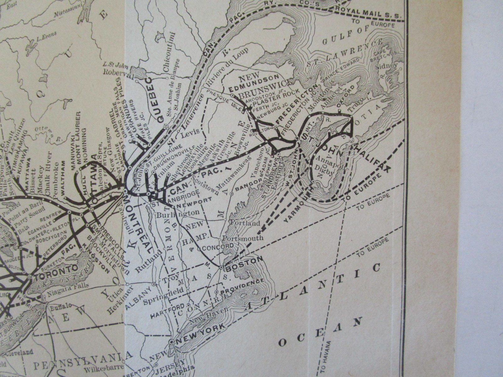 CP CANADIAN PACIFIC RAILWAY SYSTEM Map from 1911 Poor’s Manual.