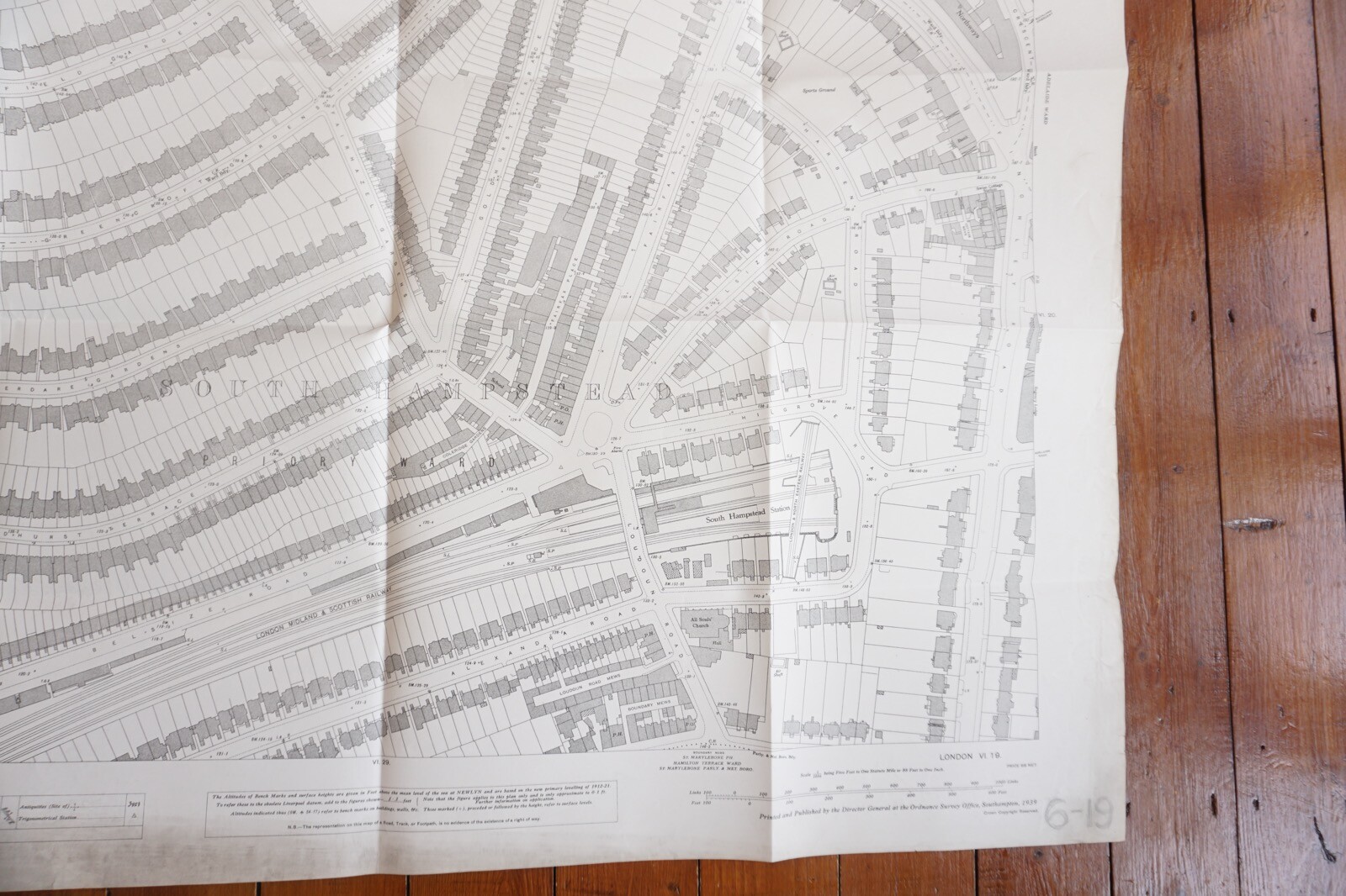 1937 South Hampstead London LMS LNER Railway OS Railway Map
