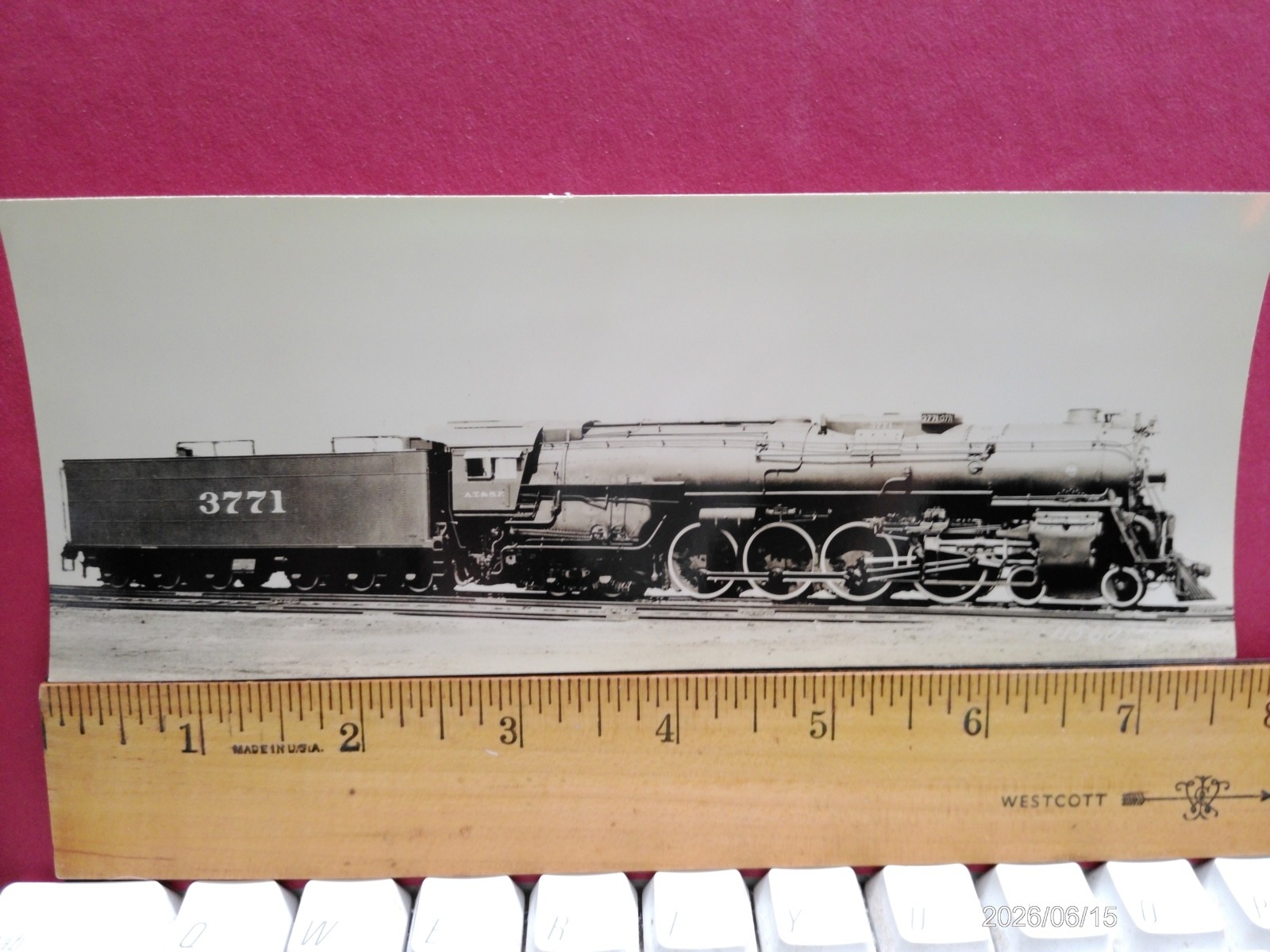 AT&SF RAILROAD ORIG BLUEPRINT DATA DIAGRAM BUILDER PHOTO 4-8-4 LOCOMOTIVE #3776