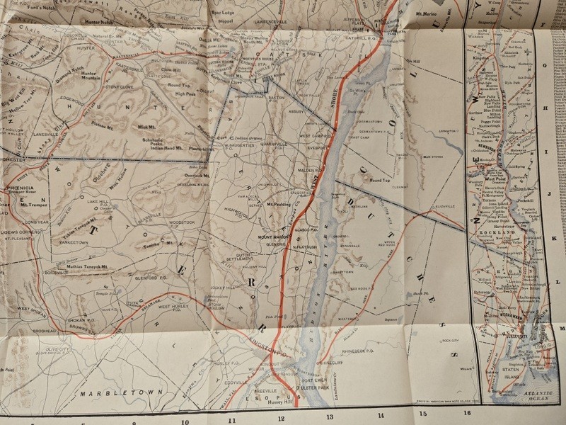 Very Nice 1887 West Shore Railroad RR Catskill Mountains Original Map Near Mint