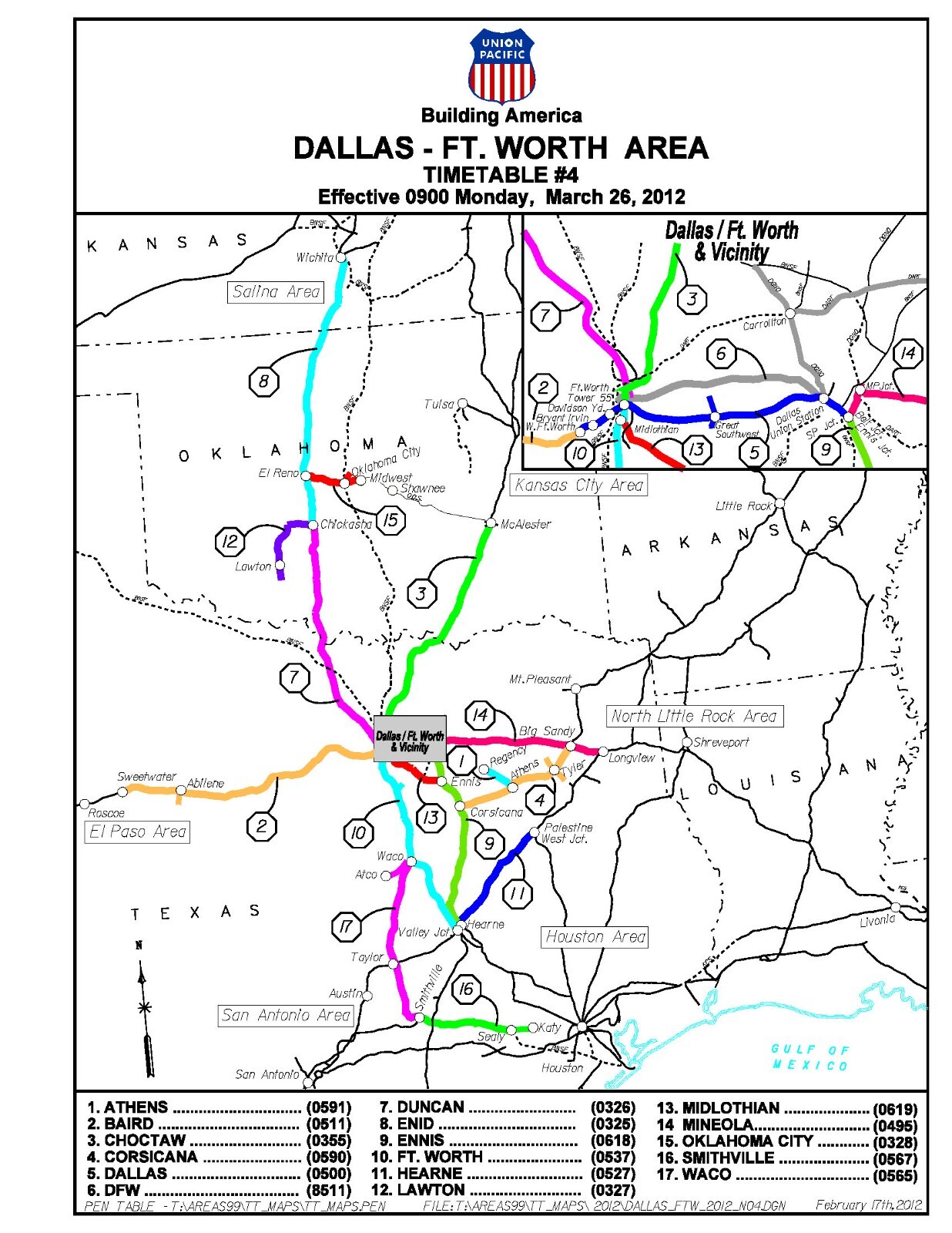 Union Pacific 2012 Dallas Ft Worth Area Timetable #4 PDF Pages on DVD
