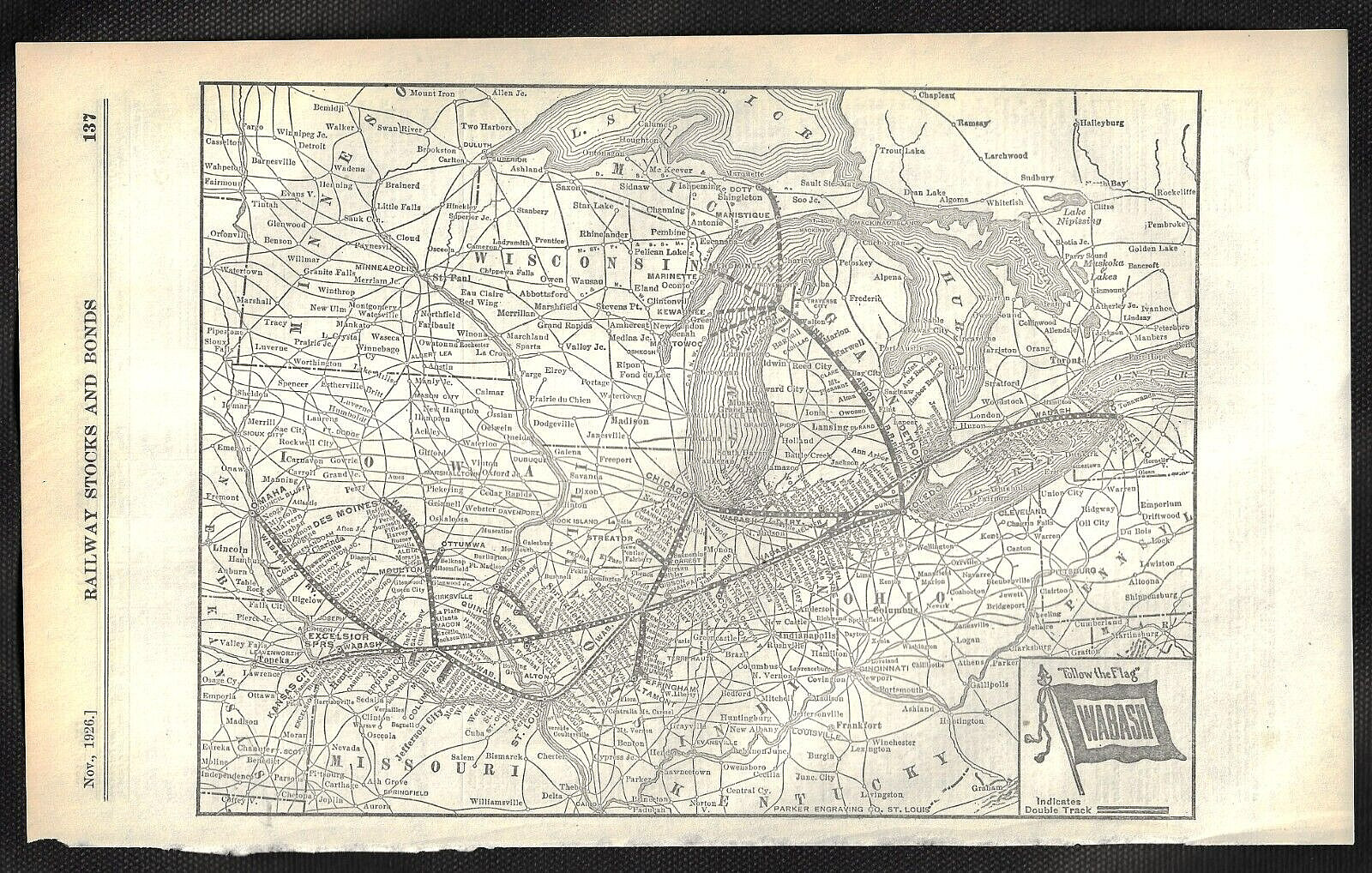 1926 WABASH RAILROAD MAP