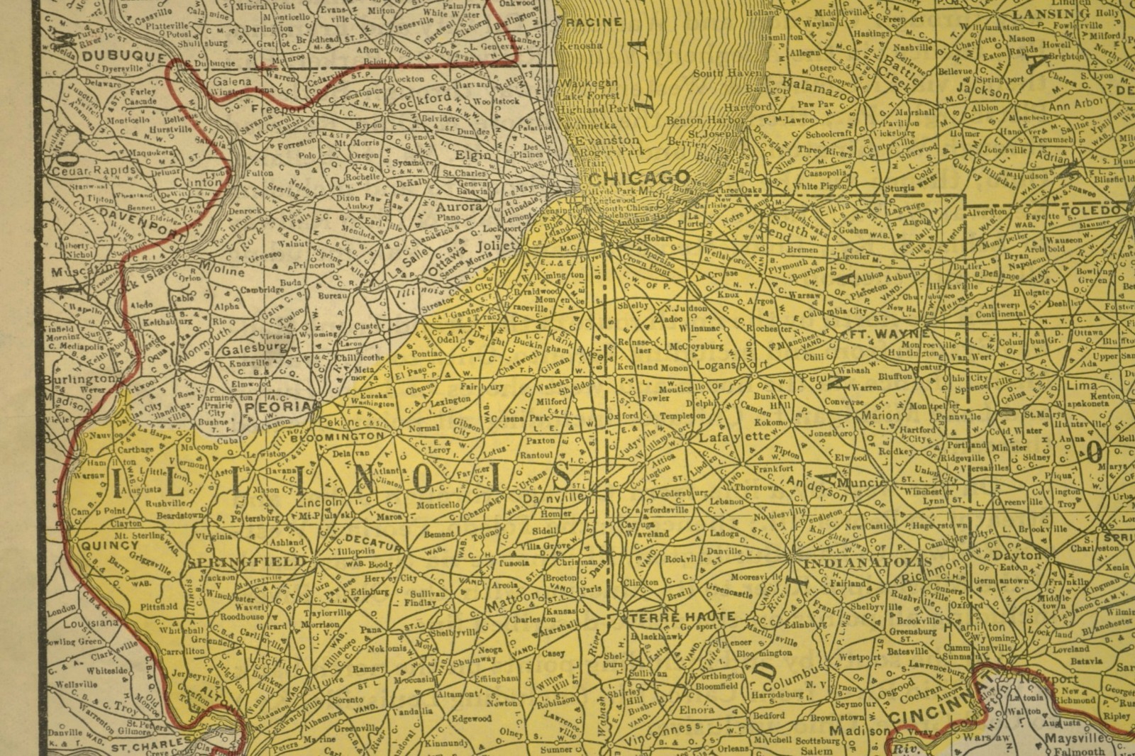 Great Lakes Region Map Railroad Central Freight Association Territory circa 1919