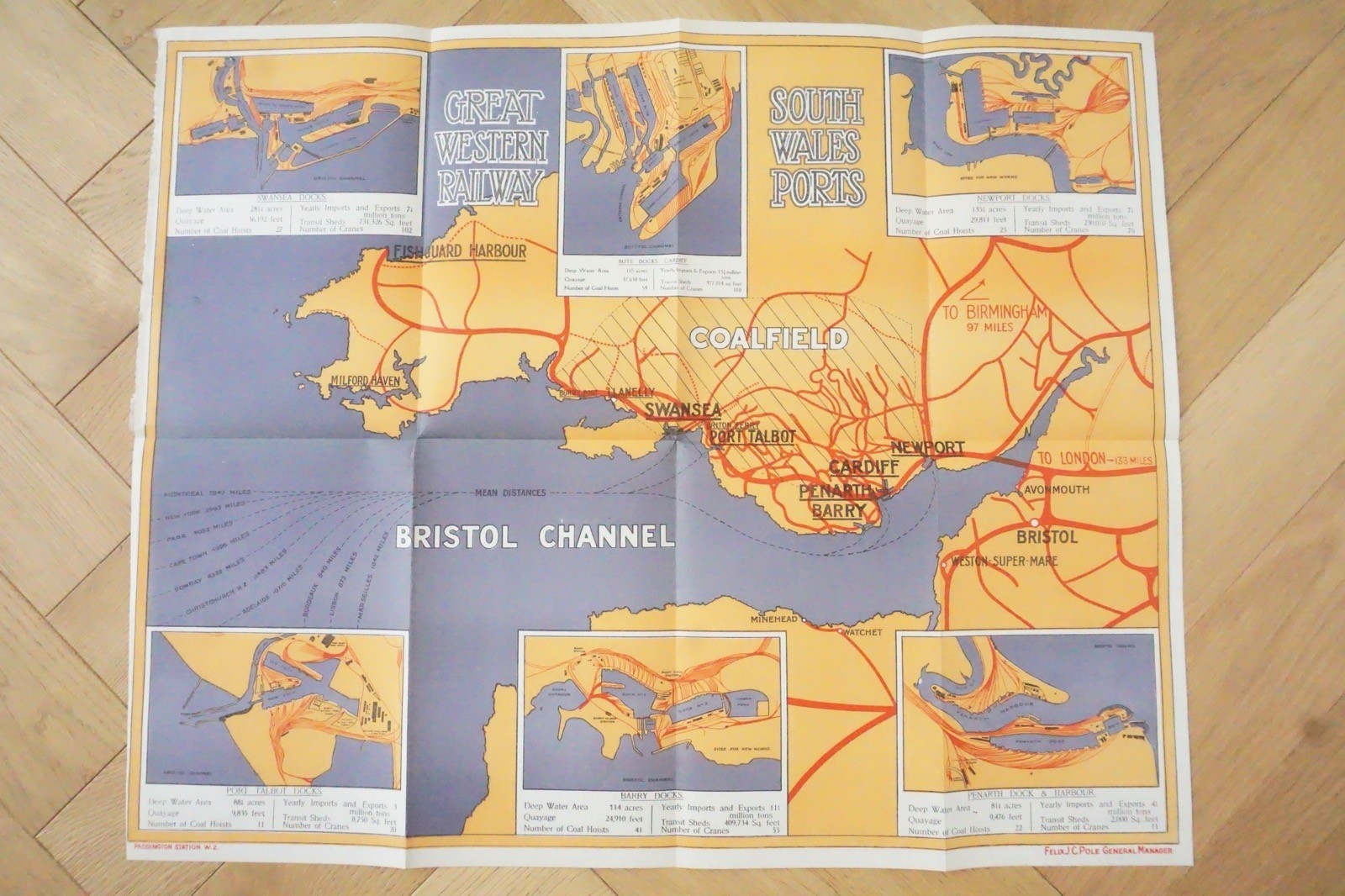 1928 GWR The South Wales Seaboard Harbour & Docks Railway Map
