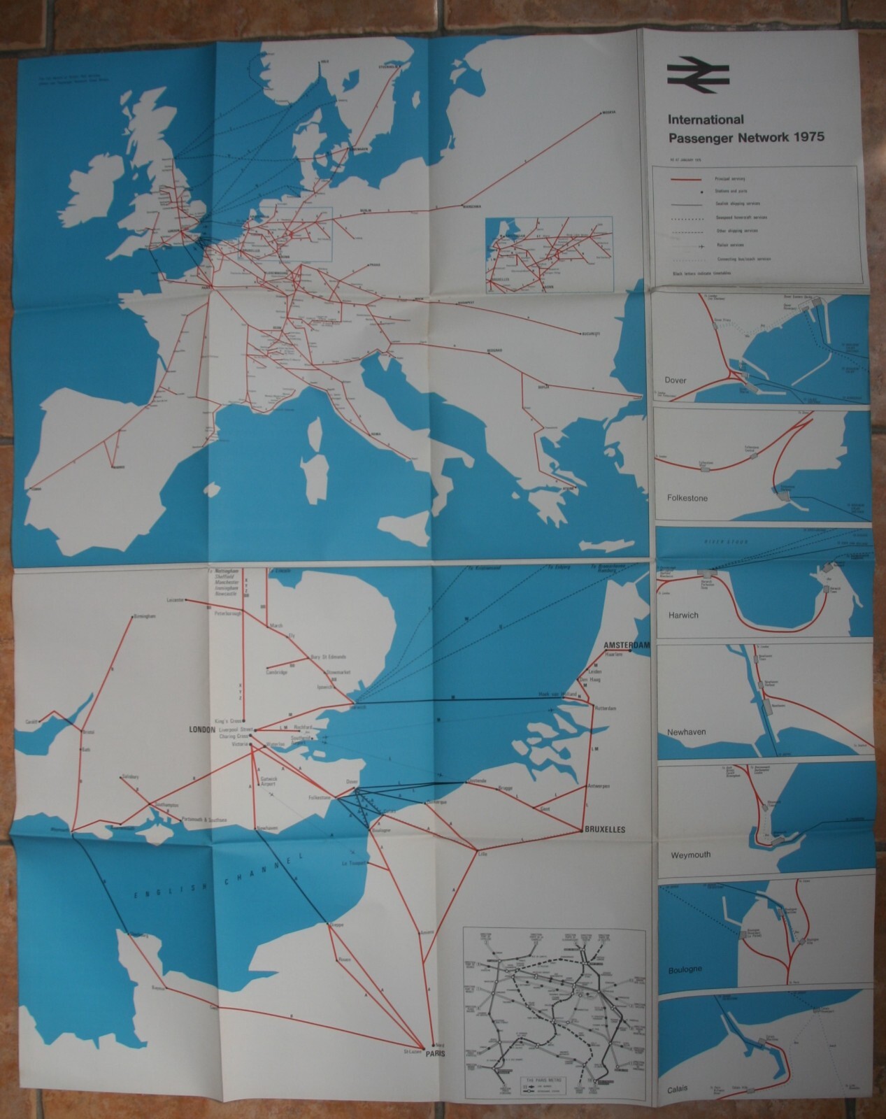International Passenger Network 1975 – British Rail – Large Fold-out Map S23