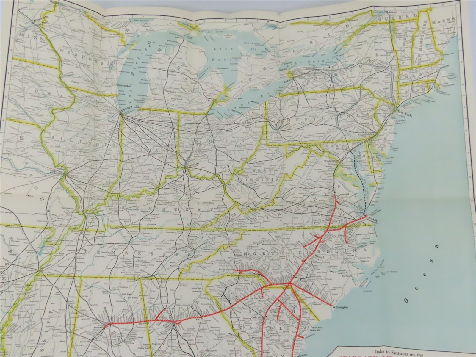 Vintage SAL Seaboard Air Line Railroad Freight Traffic Dept. Fold-Out Map 1959