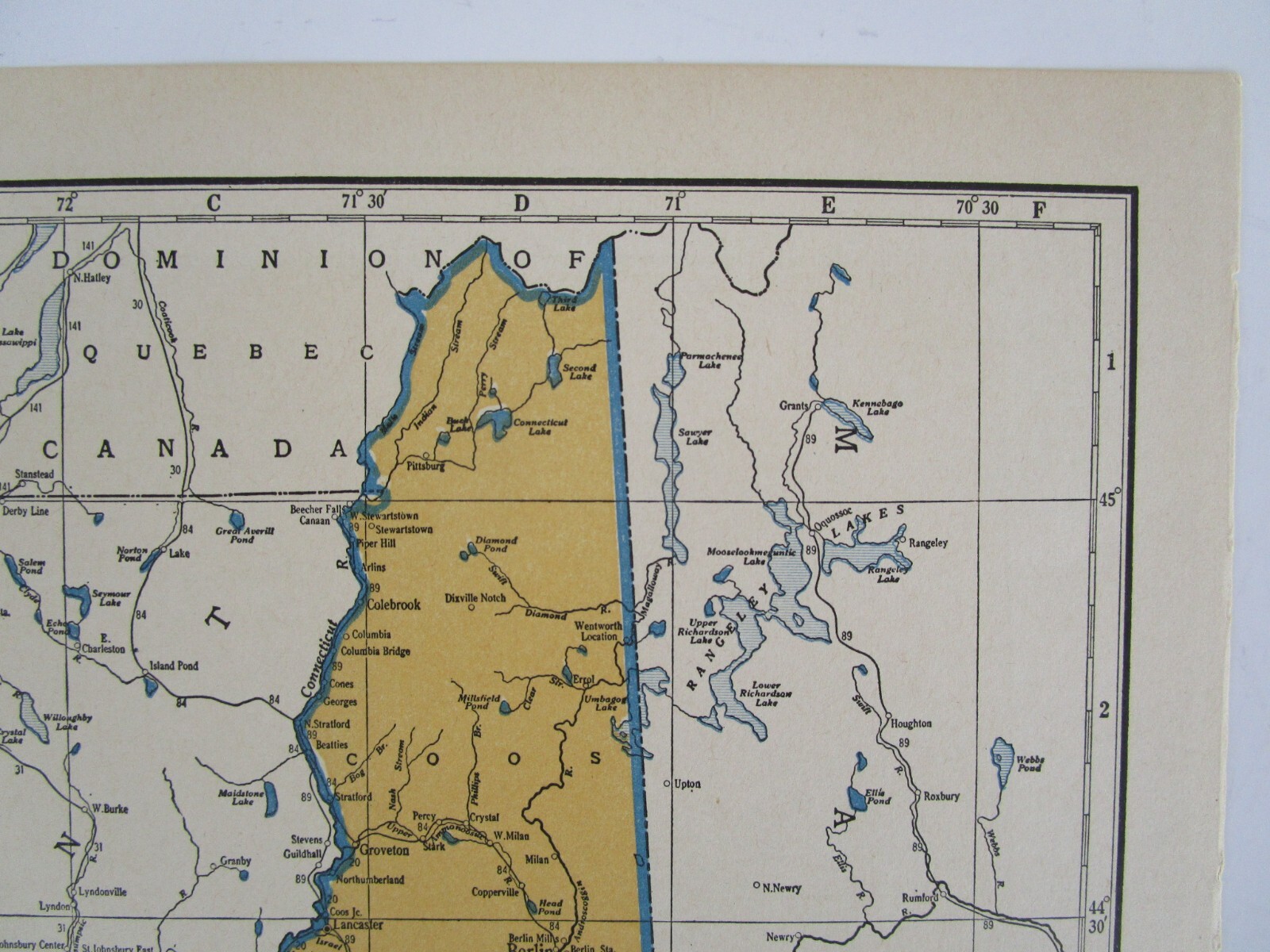 NV NH PRE WWII 1939 NEVADA RAILROAD Map TONAPAH TIDEWATER RR ~or~ NEW HAMPSHIRE