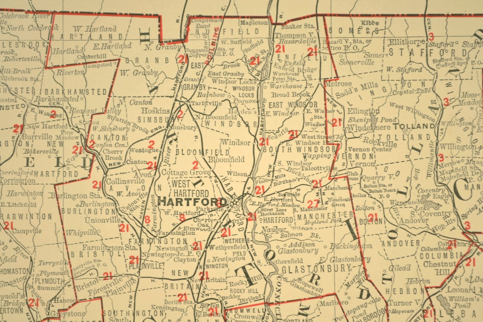 1901 Antique Connecticut Railroad Map of Rhode Island Large Atlas NH RR DATED
