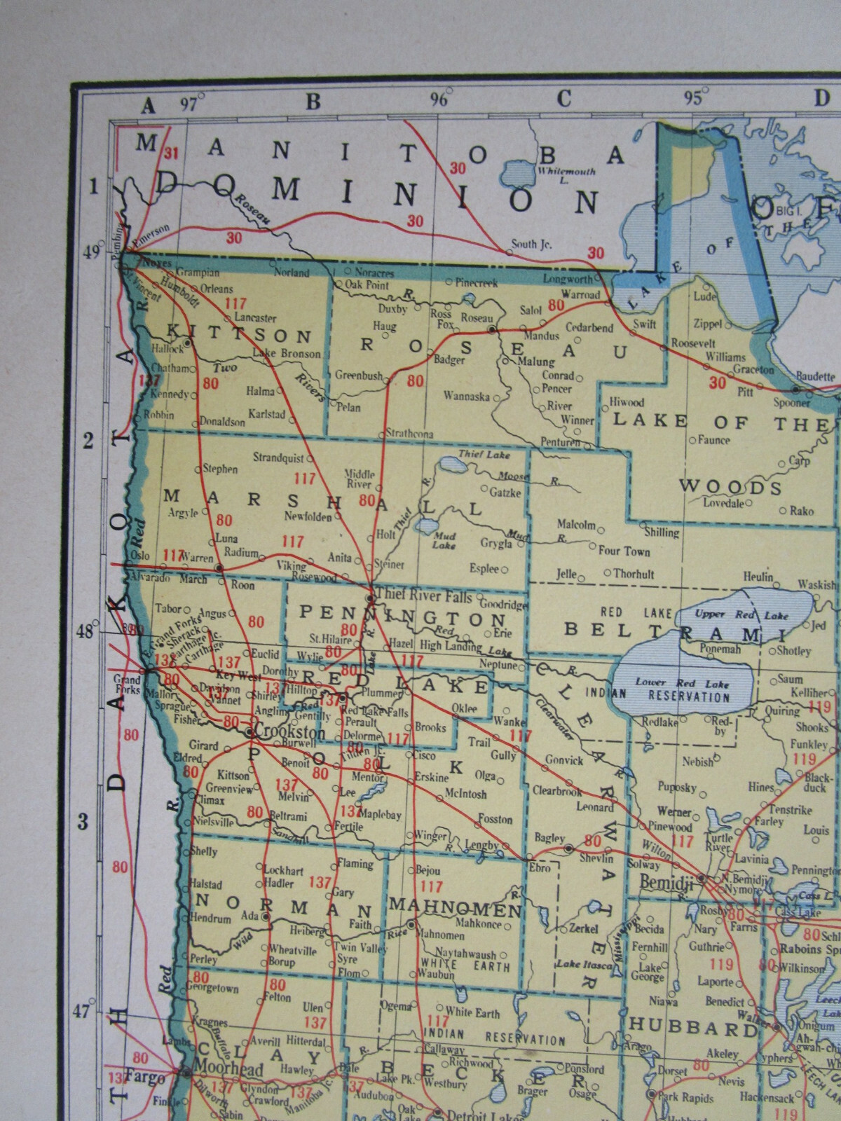 MI MN WWII 1942 MICHIGAN RAILROAD Map BOYNE CITY RR ~or~ MINNESOTA; HILL CITY RR