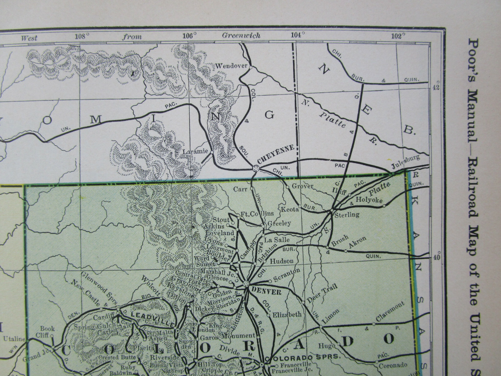 CO UT AZ NM DATED 1904 UTAH, COLORADO, NEW MEXICO, ARIZONA Poor’s Railroad Map