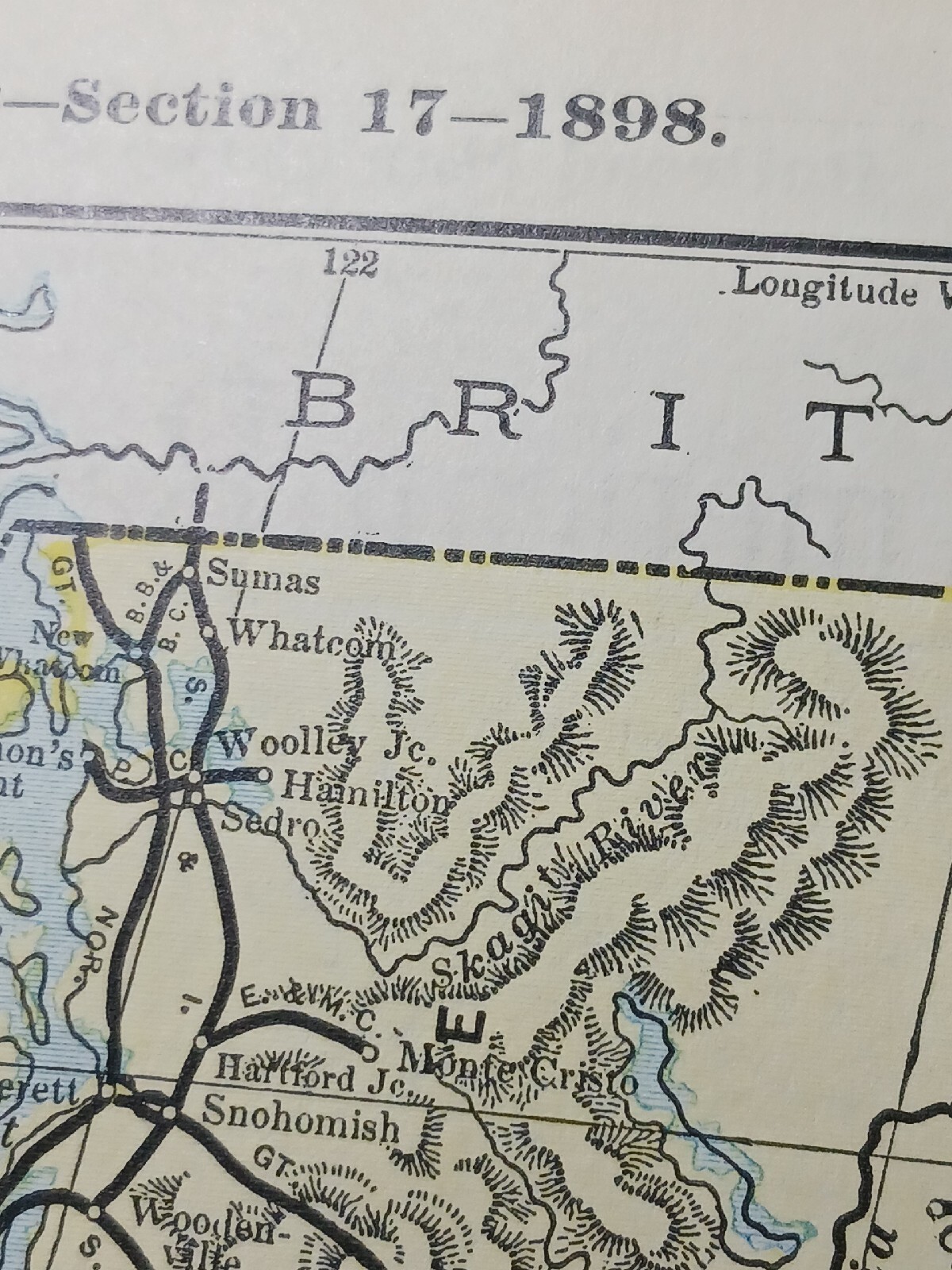 ☆1898 ORIGINAL Railroad Map IDAHO WASHINGTON OREGON All Train Routes 11″x9″