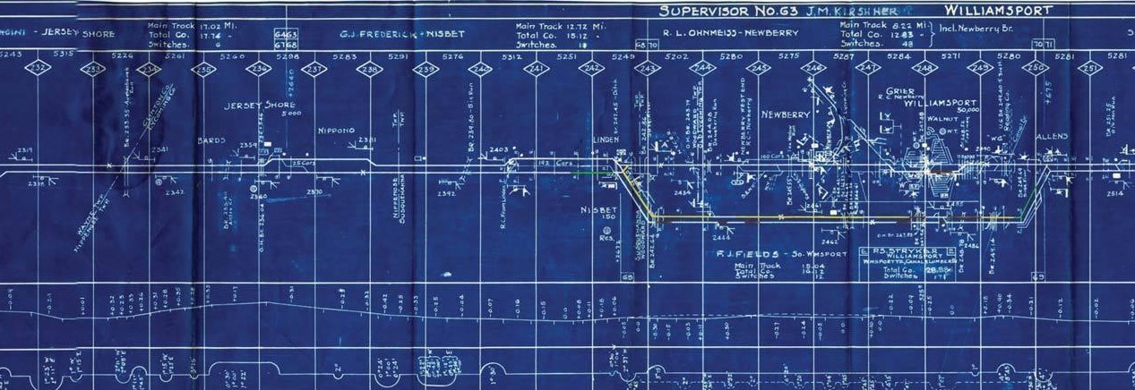 Pennsylvania RR 1942 Williamsport Div. Main Line Track Chart PDF Pages on DVD