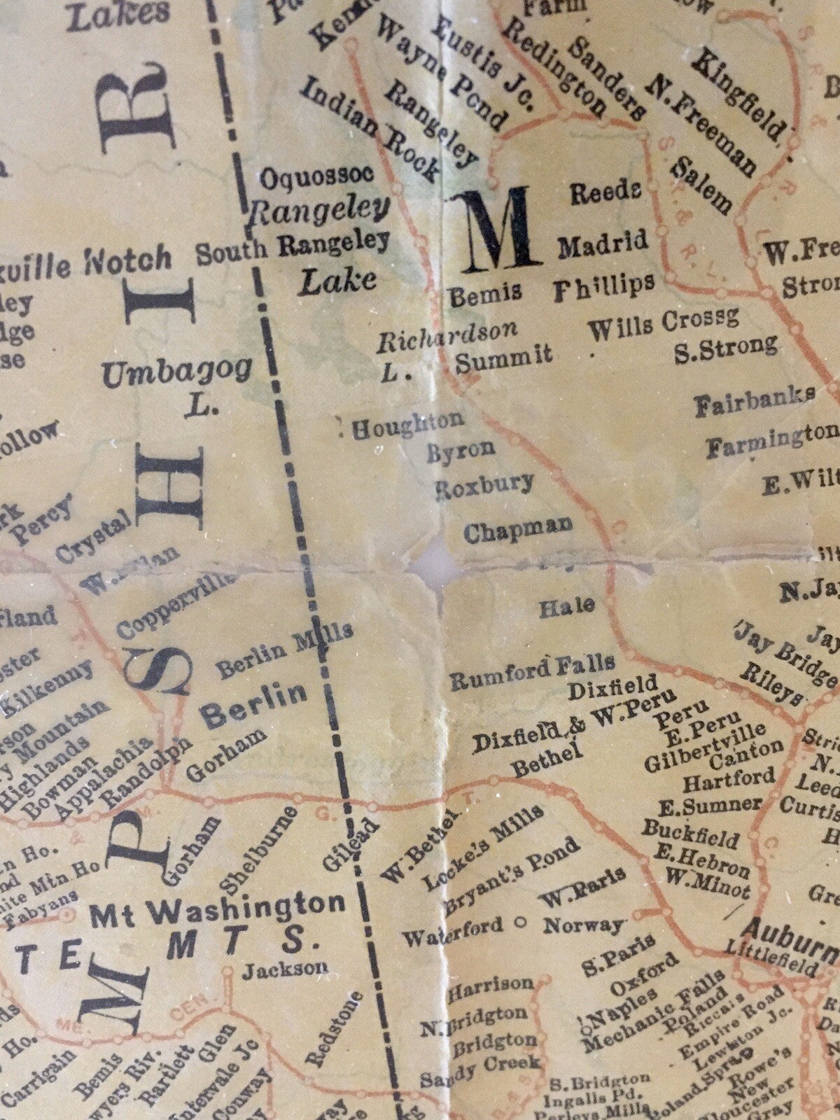 1901 ABC The Pathfinder Railway Guide Map Eastern Section