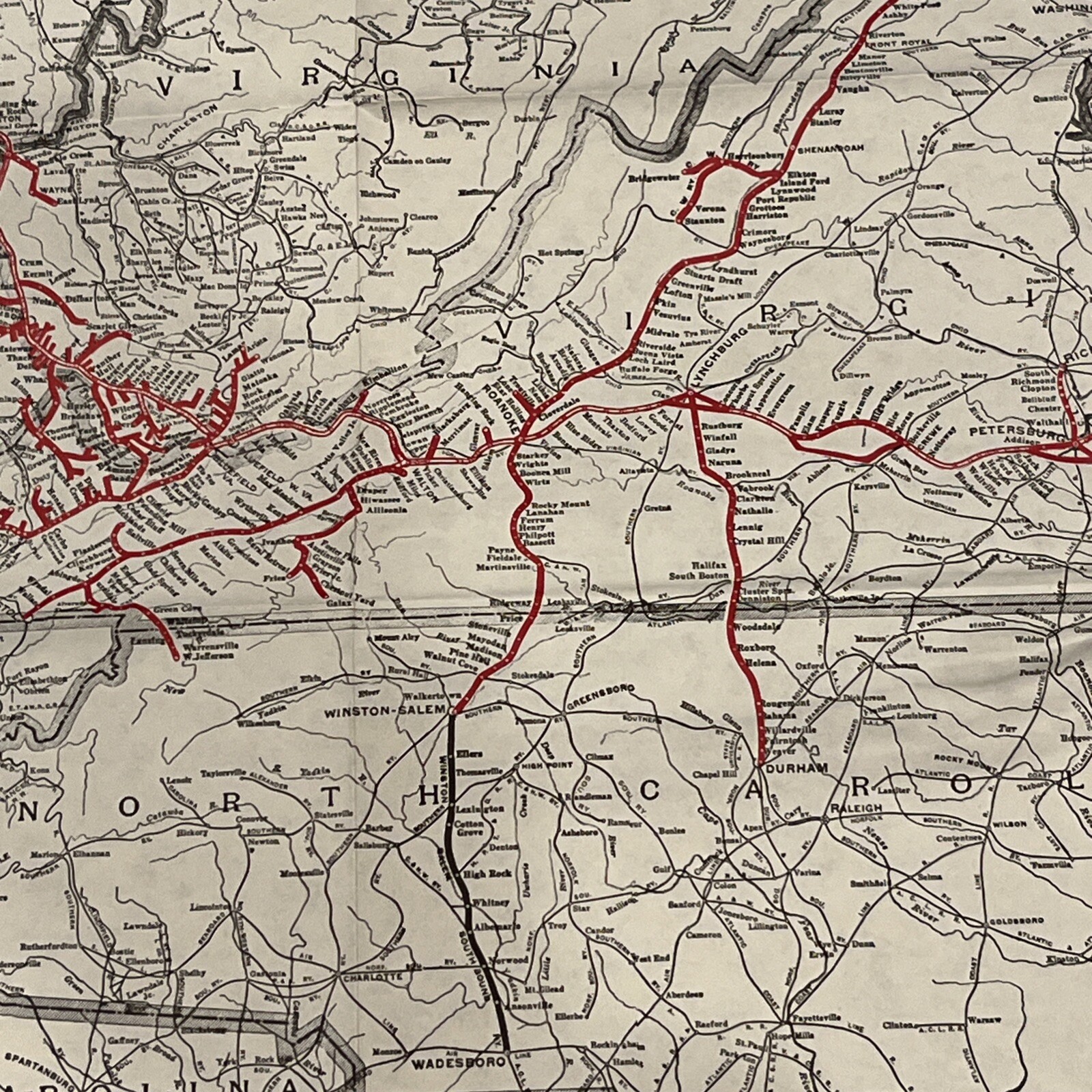 Norfolk & Western Railway & Connections Map. June, 1958, 22” X 32” Virginia