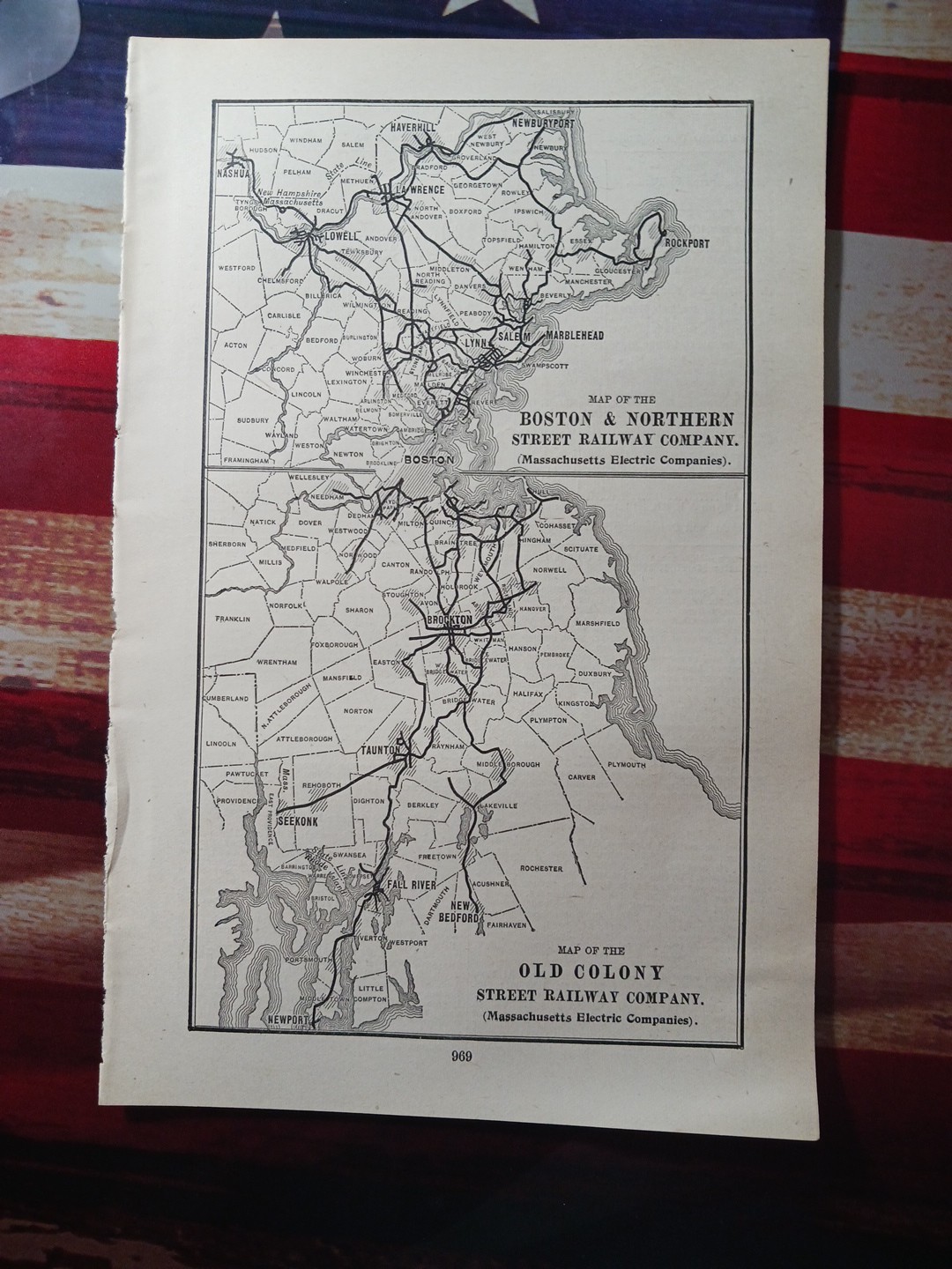 1905 Map BOSTON NORTHERN & OLD COLONY STREET RAILWAY COMPANY Massachusetts