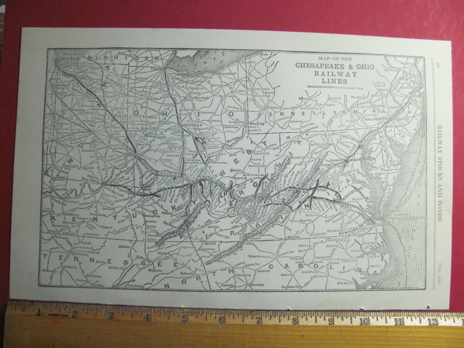 1918 CHESAPEAKE & OHIO RAILROAD SYSTEM MAP C&O RR HISTORY VA KY WV OH IN