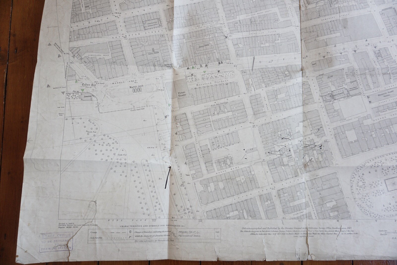 1919 London Portman & Grosvenor Square Marble Arch OS Railway Map