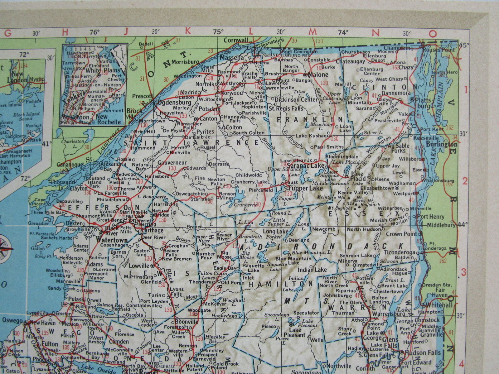 NC NY 1952 NORTH CAROLINA RAILROAD MAP BEAUFORT & MOREHEAD RR. or NEW YORK 1950s