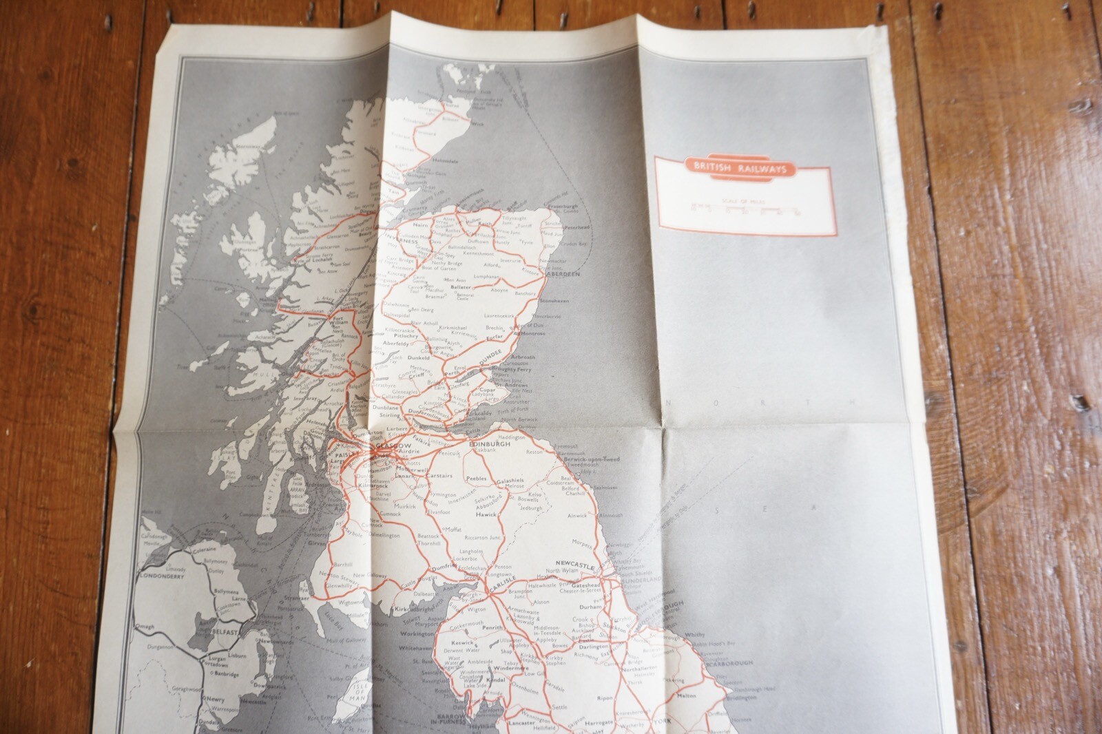 1957 British Rail Scottish Passenger Network Railway System Map VGC