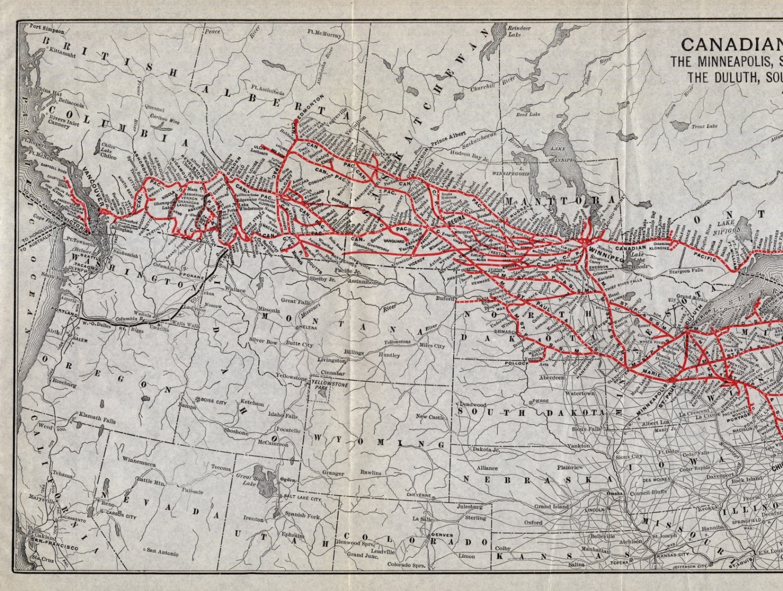 1920 Antique Canadian Pacific Railway Map Canada Railroads Map 2937
