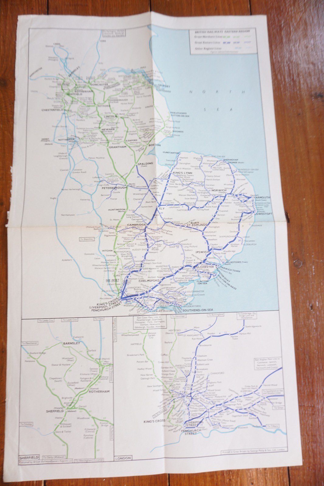 Feb 1962 Eastern Region British Rail Railway System Map Good Condition