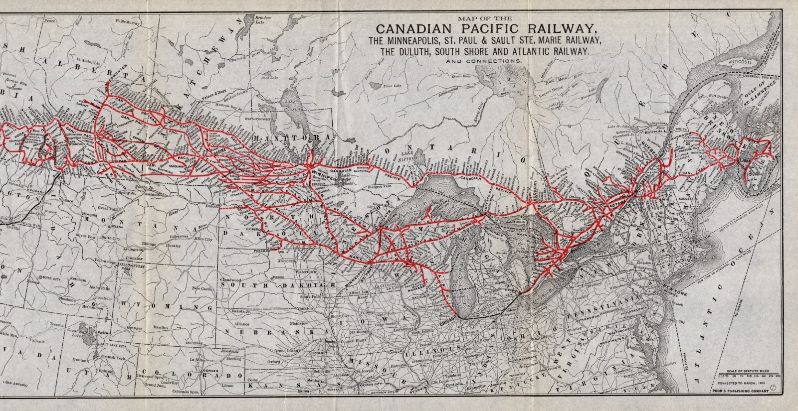 1920 Antique Canadian Pacific Railway Map Canada Railroads Map 2937