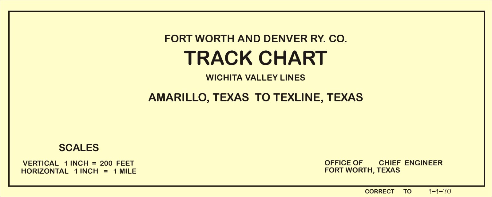 Fort Worth & Denver 1 970 Amarillo to Texline TX Track Chart PDF Pages on DVD